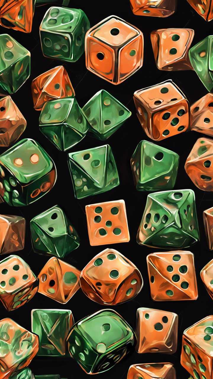Gaming dice in shades of glossy orange