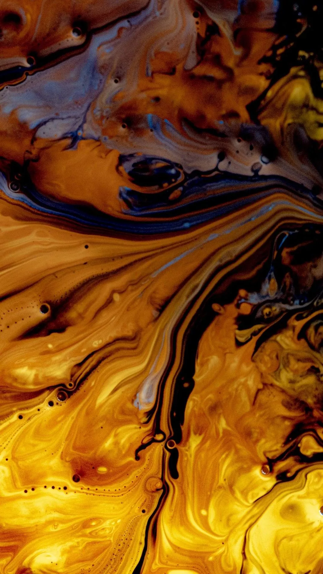 Yellow Black Paint Stains Abstraction