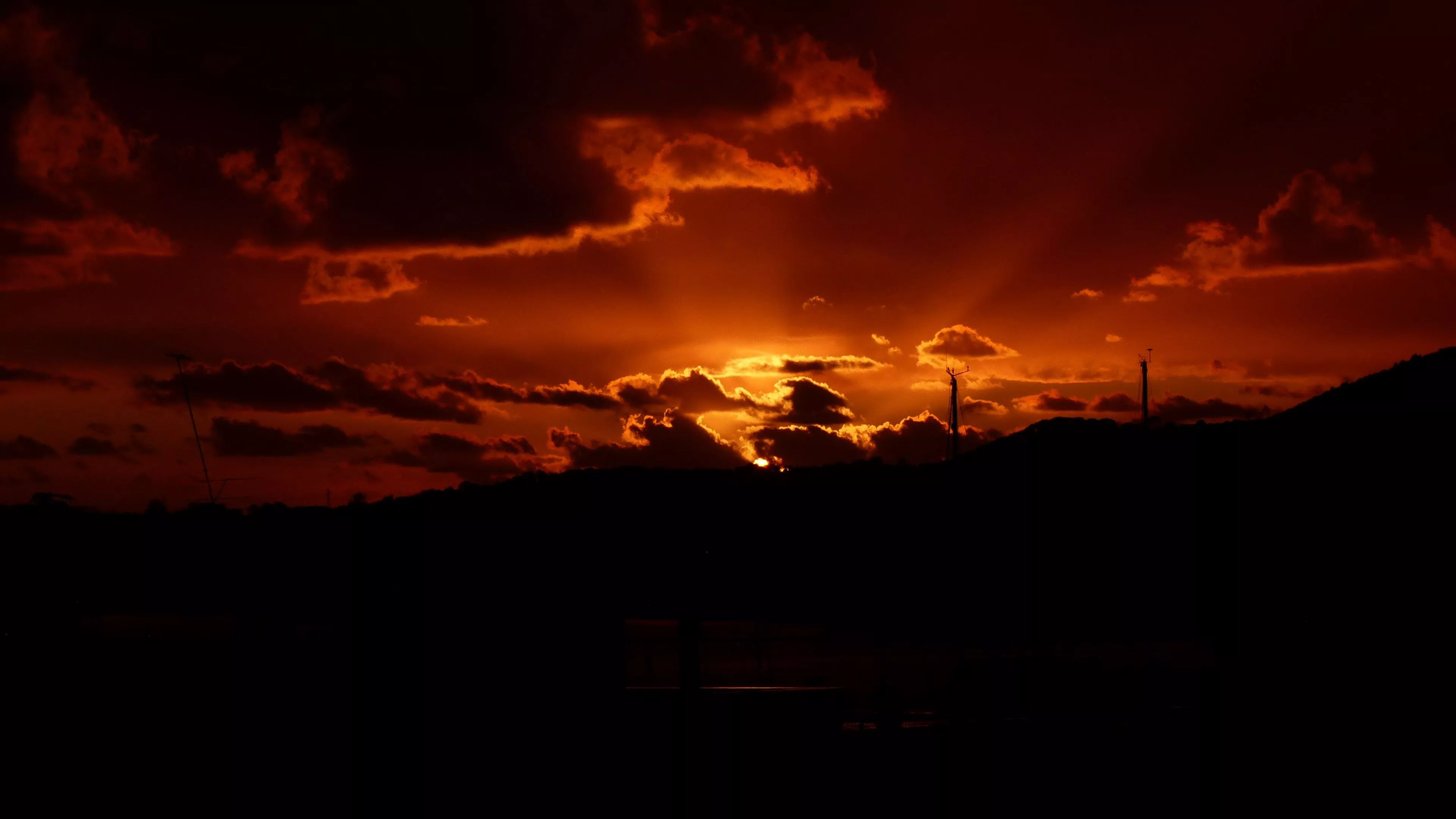 Dark Sky Black Clouds Sunset Silhouette
