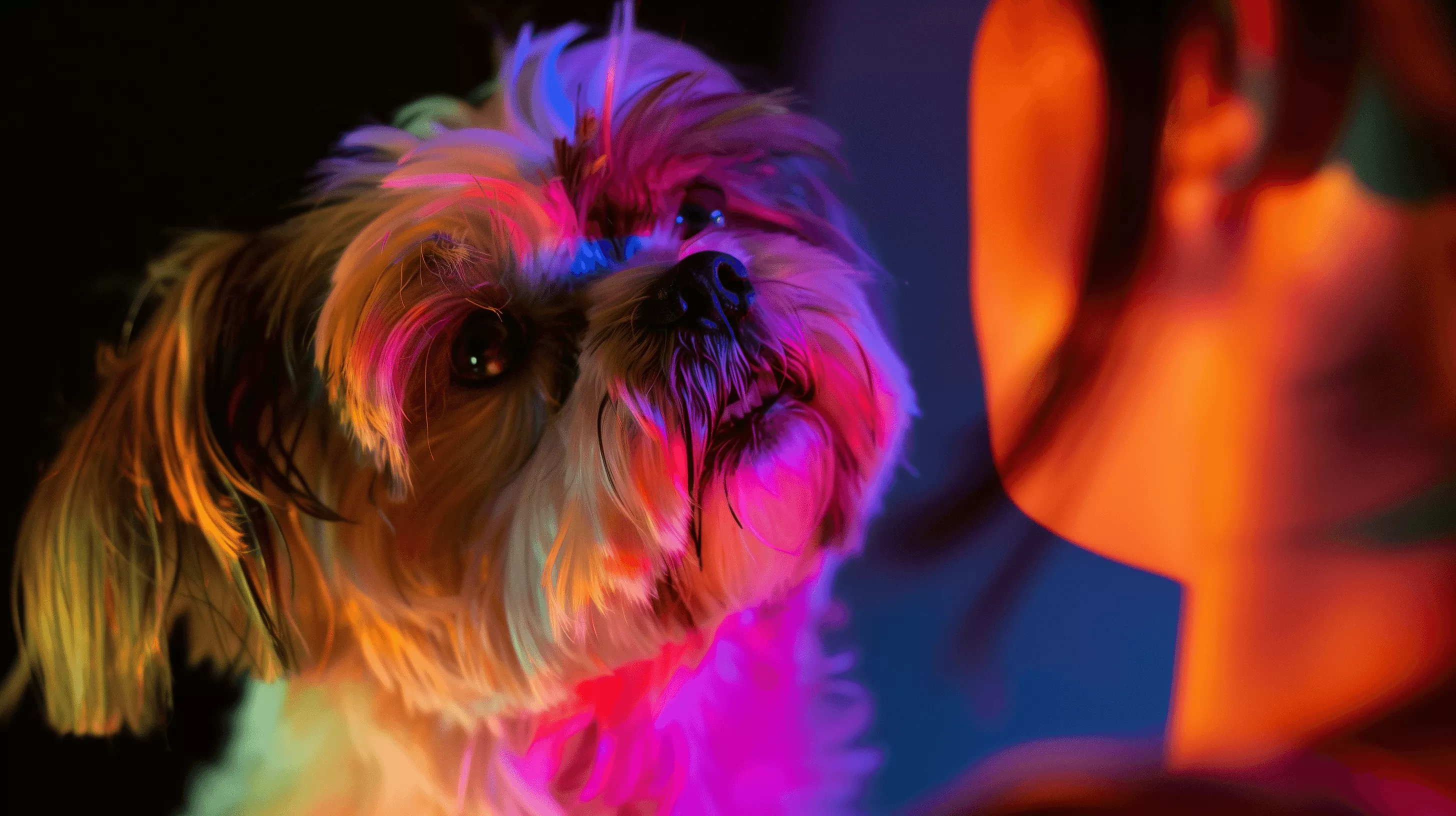 Shih Tzu in Colorful Illumination