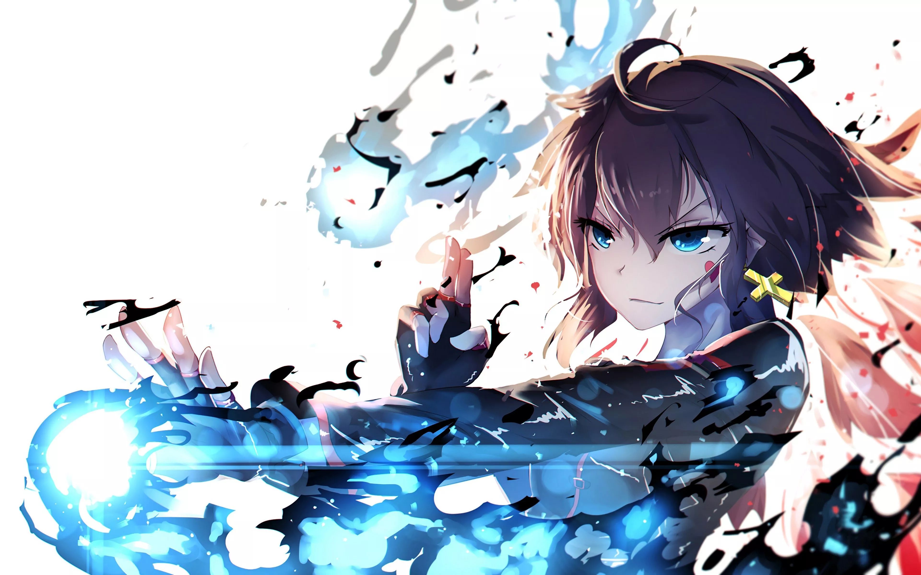 Anime Girl Pixiv Fantasia Blue Flame 4K