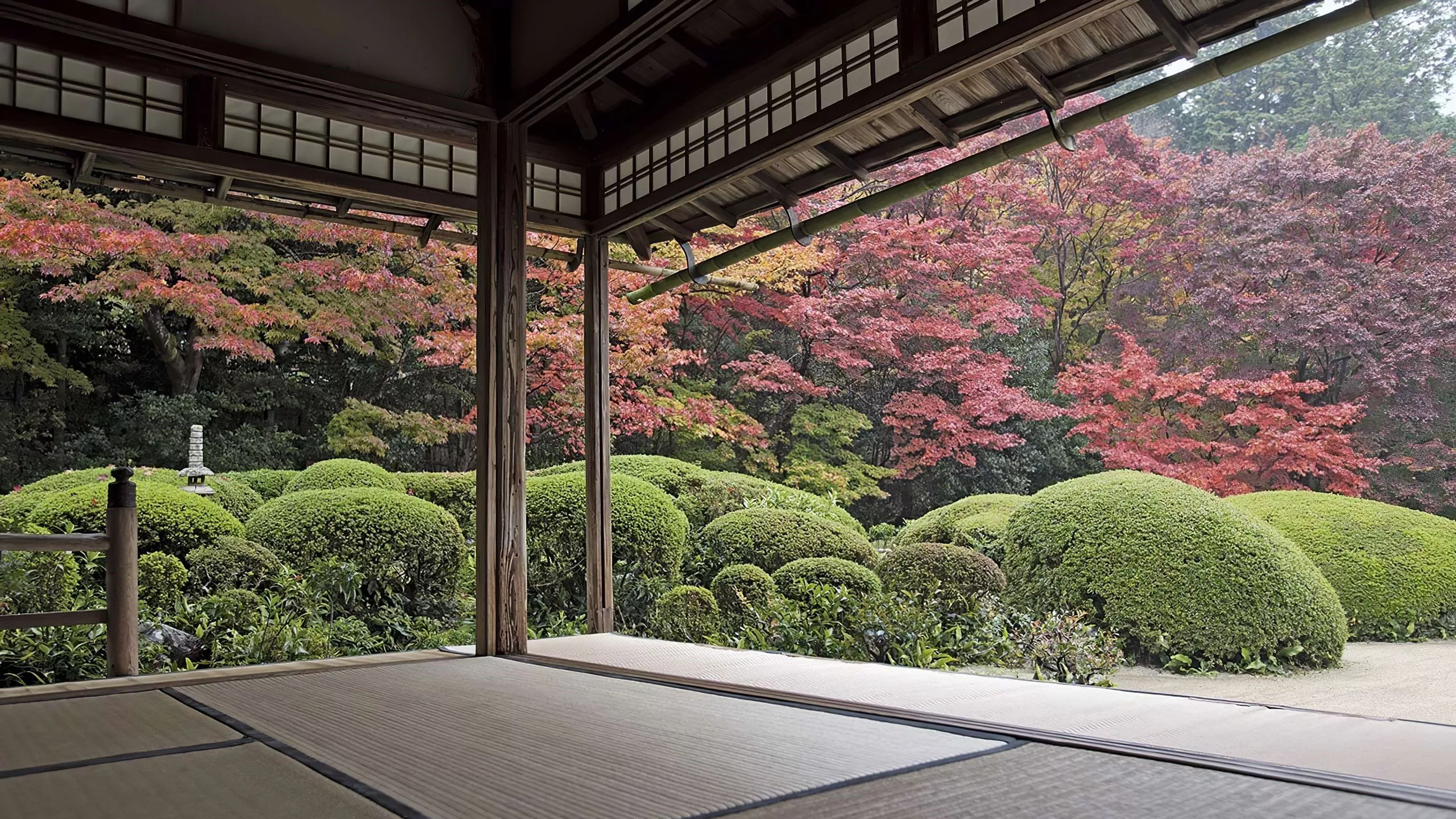 zen garden, trees, Japan, garden