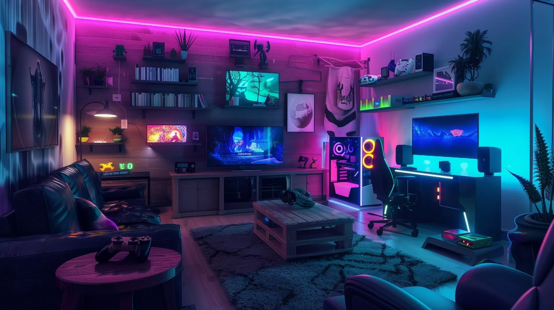 Gaming Room Neon HD Gamer's Paradise Wallpaper, HD Artist 4K Wallpaper, Image and Background