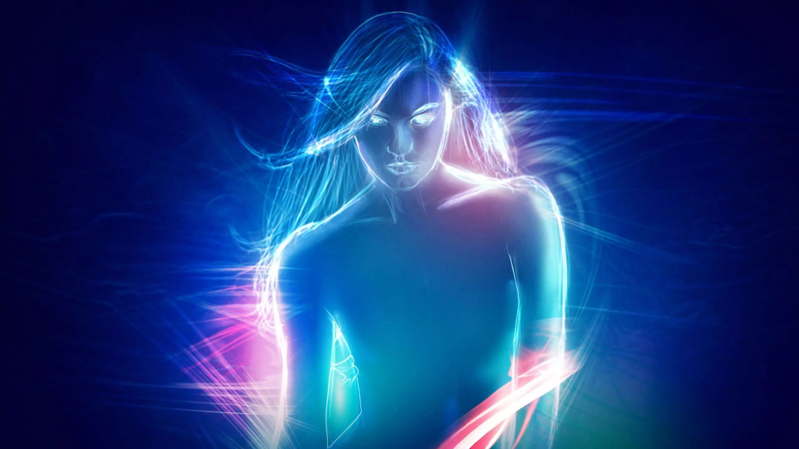Abstract Neon Girl 4K HD Wallpaper