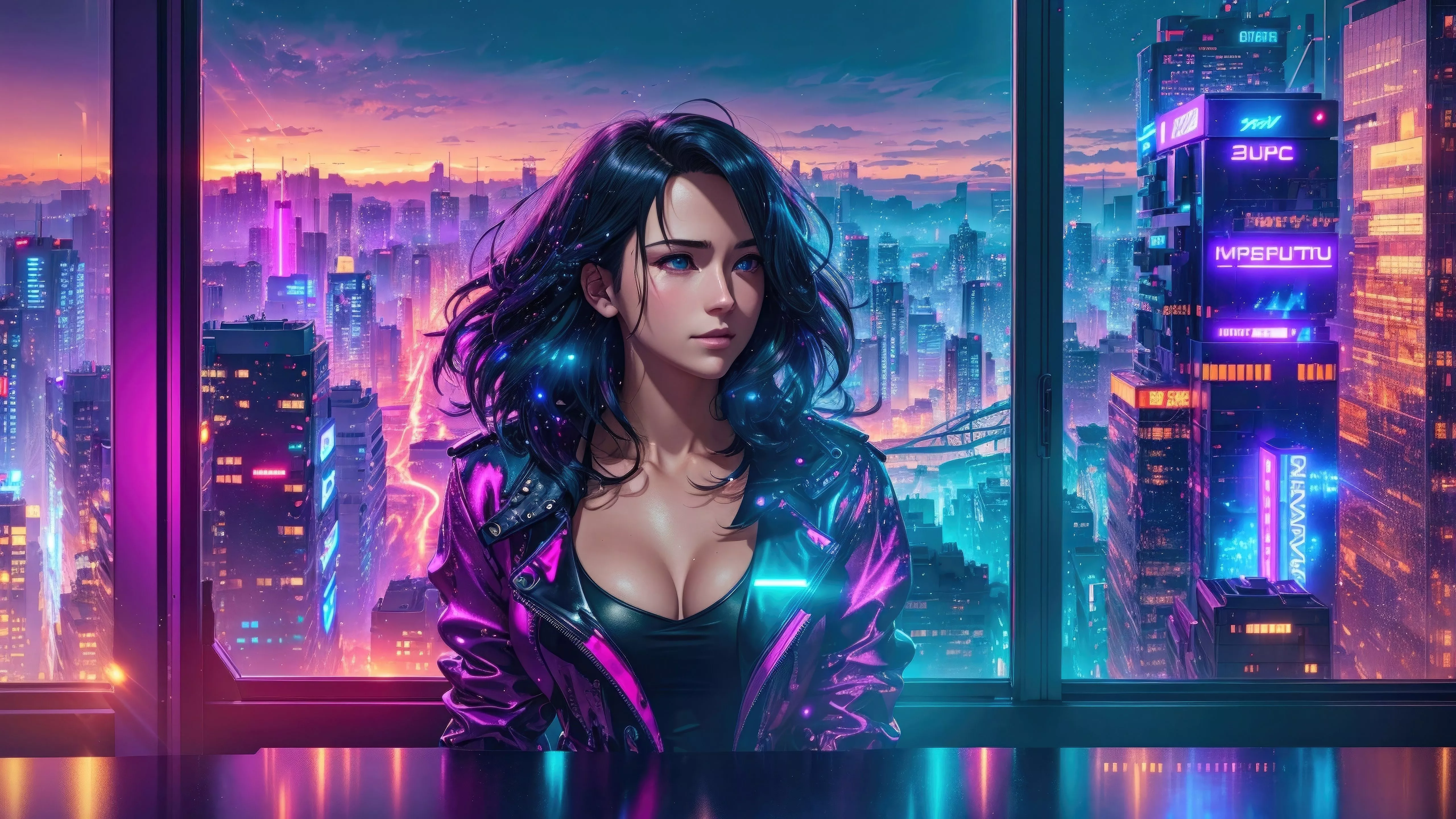 Neon Dreams in a Cyberpunk Cityscape
