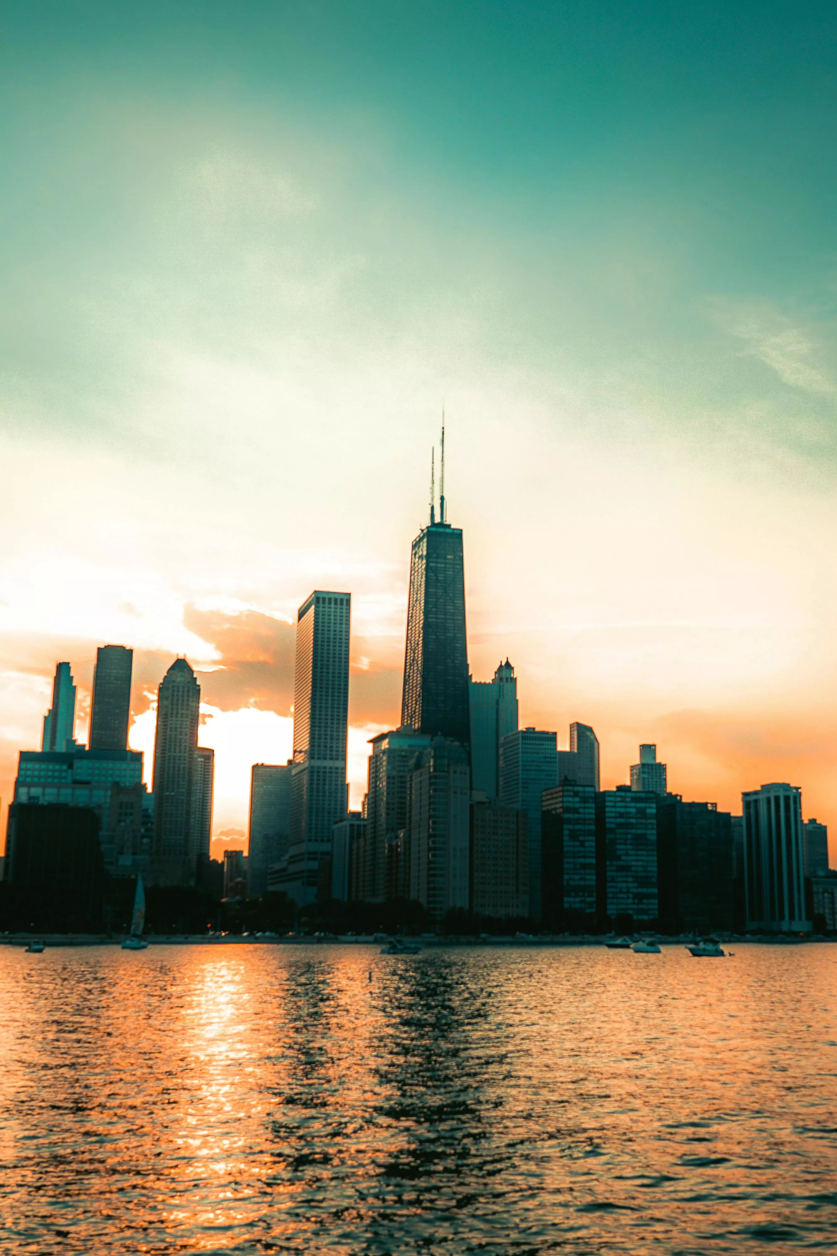 City Skyline Across the River · Free