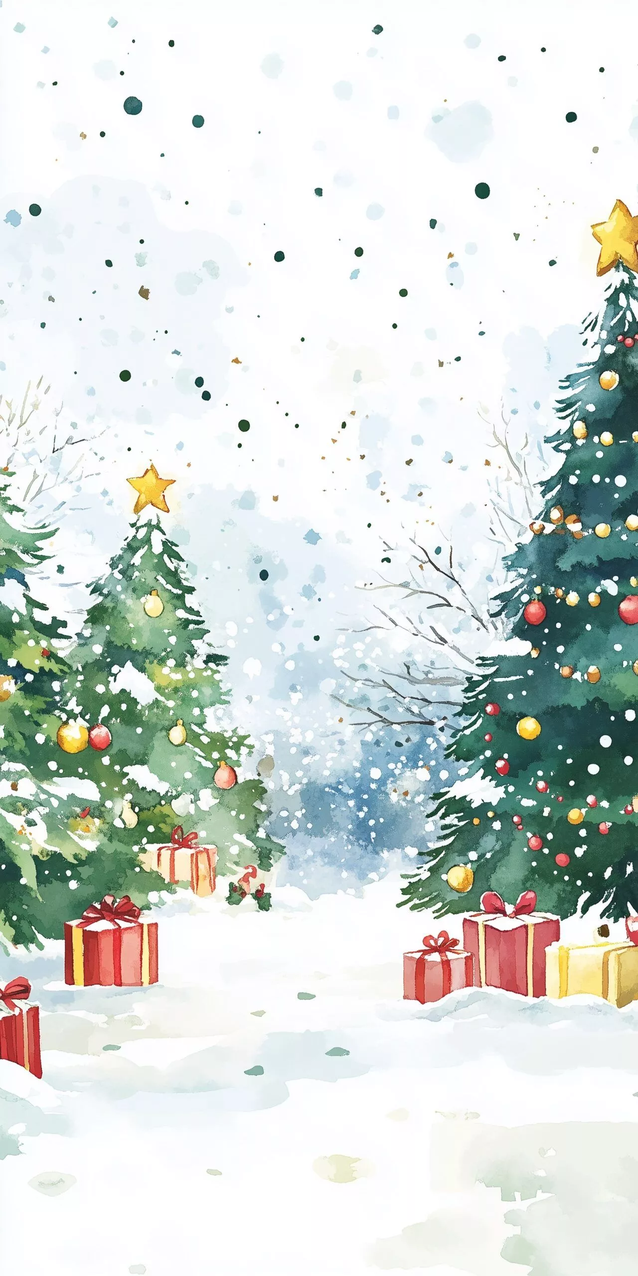Magical Watercolor Christmas Wallpaper