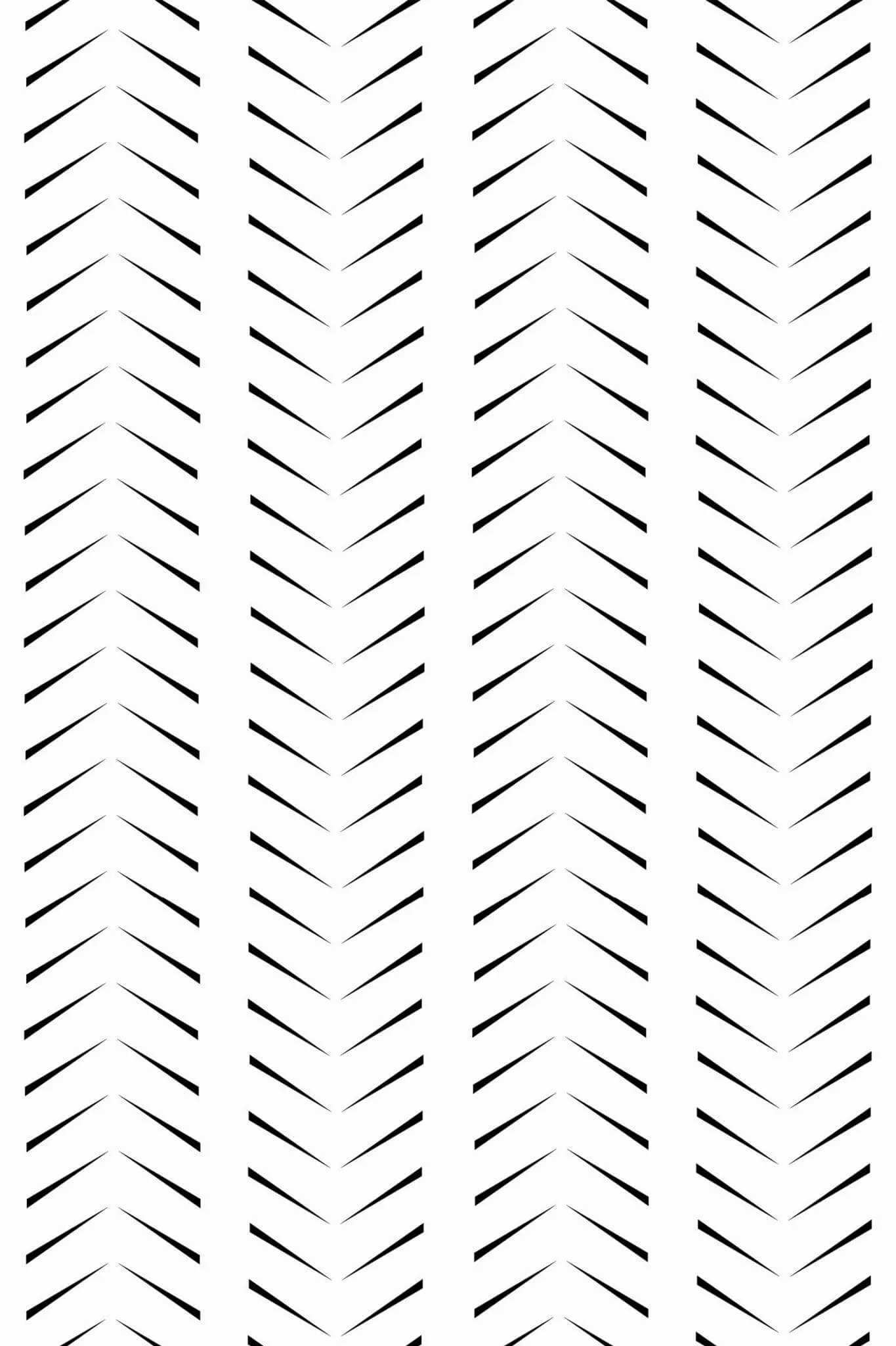 Zig Zag Black And White Herringbone Peel And Stick Wallpaper
