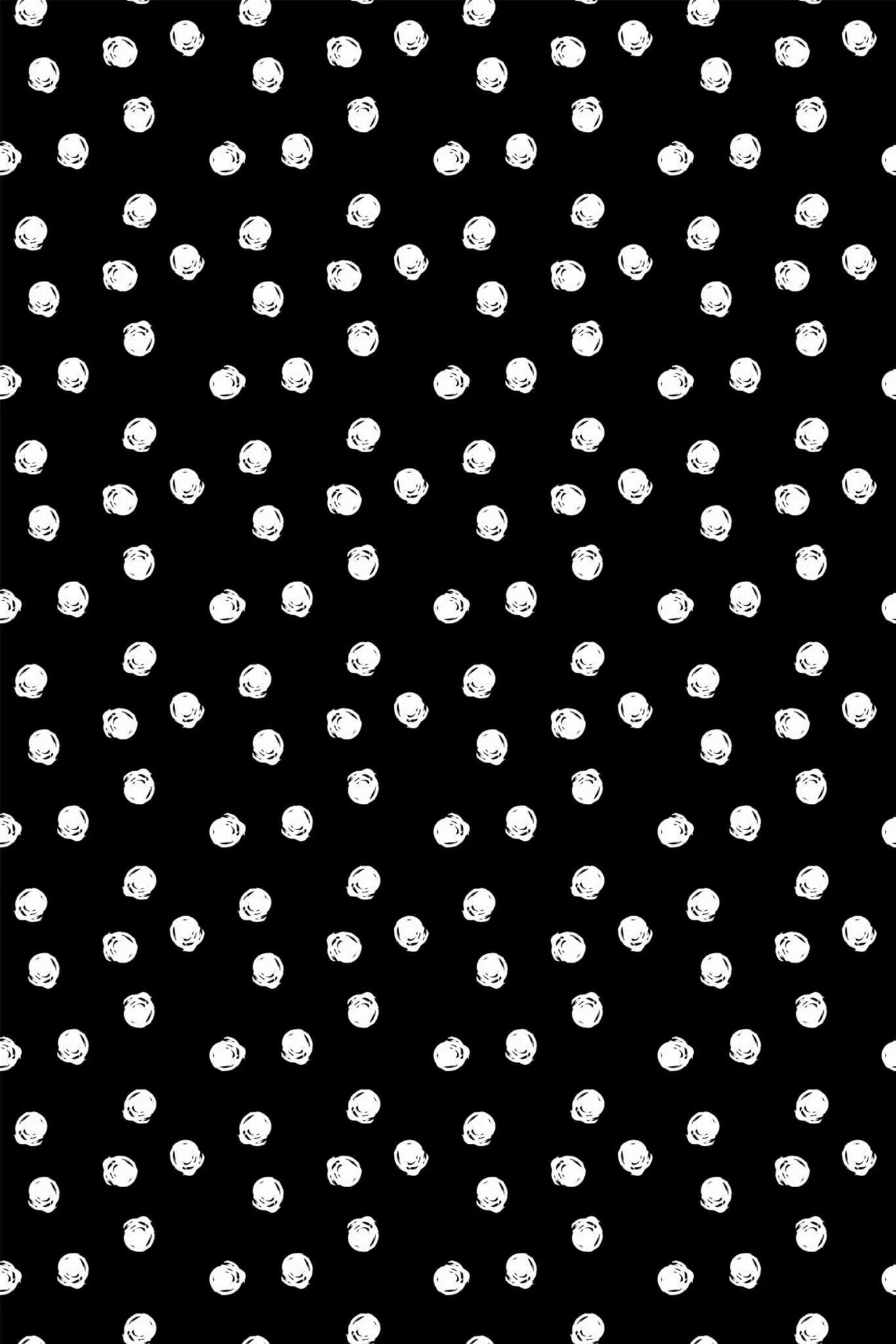 Black with White Dots Peel and Stick Wallpaper