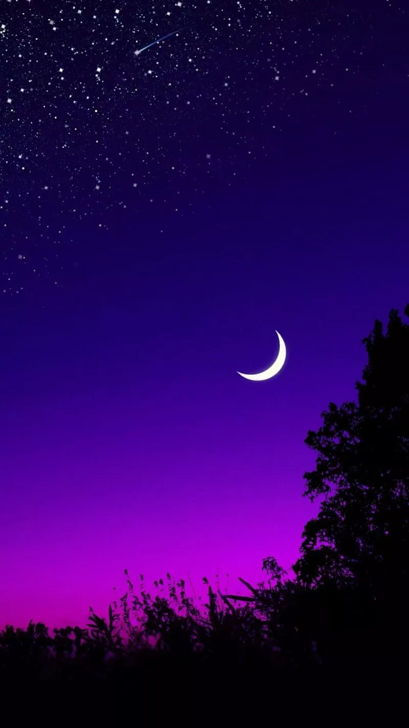 HD purple sky moon dark wallpaper