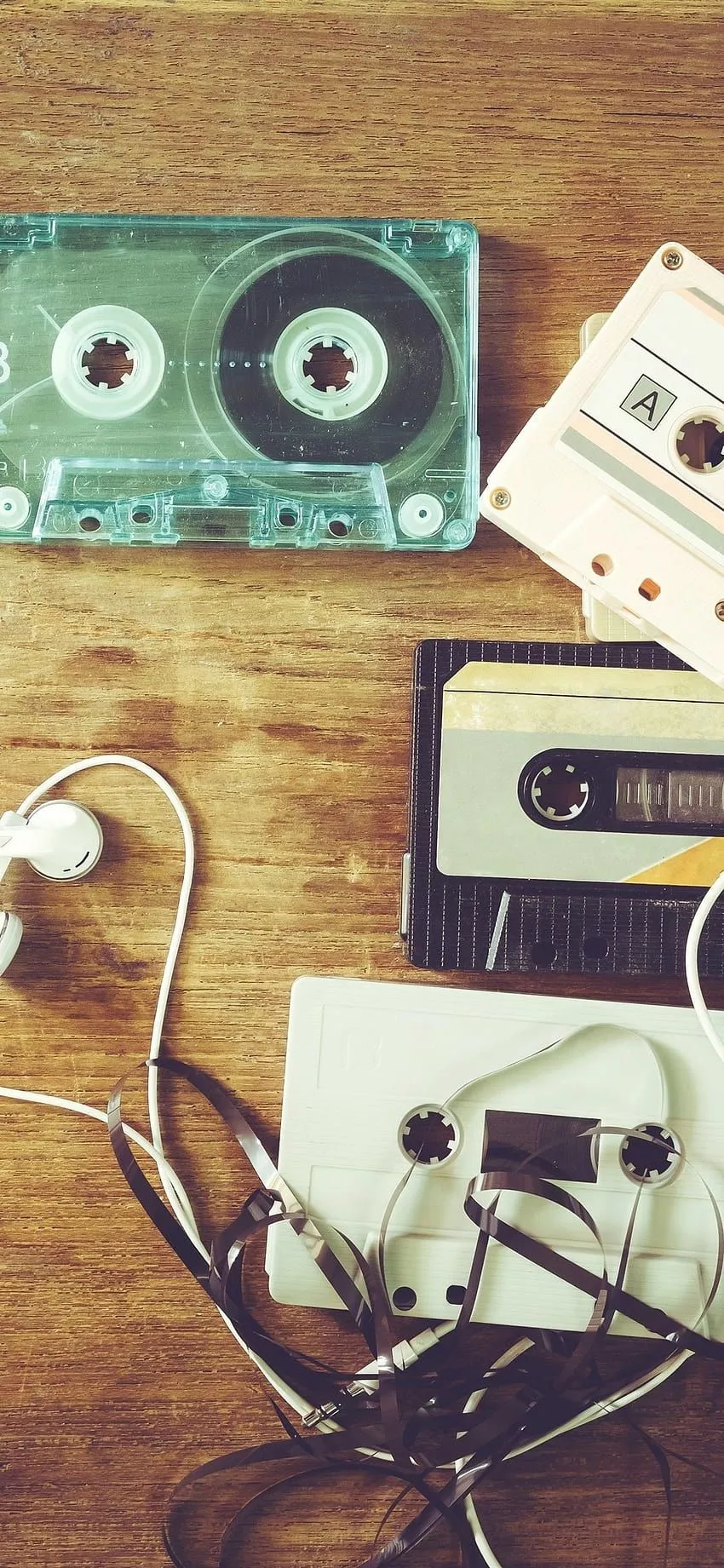 Music theme, headphones, cassettes