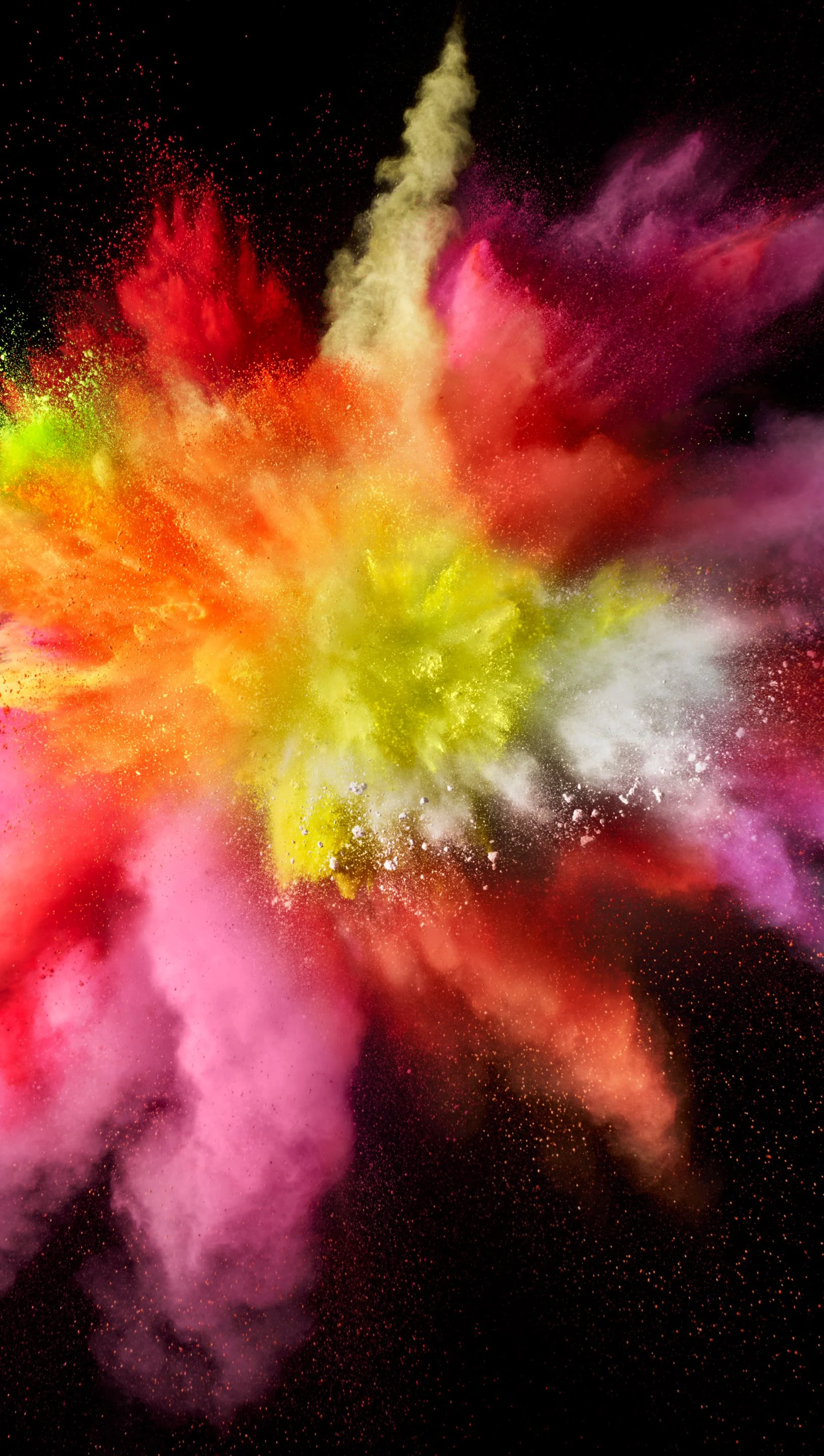 Explosion colored dust and smoke