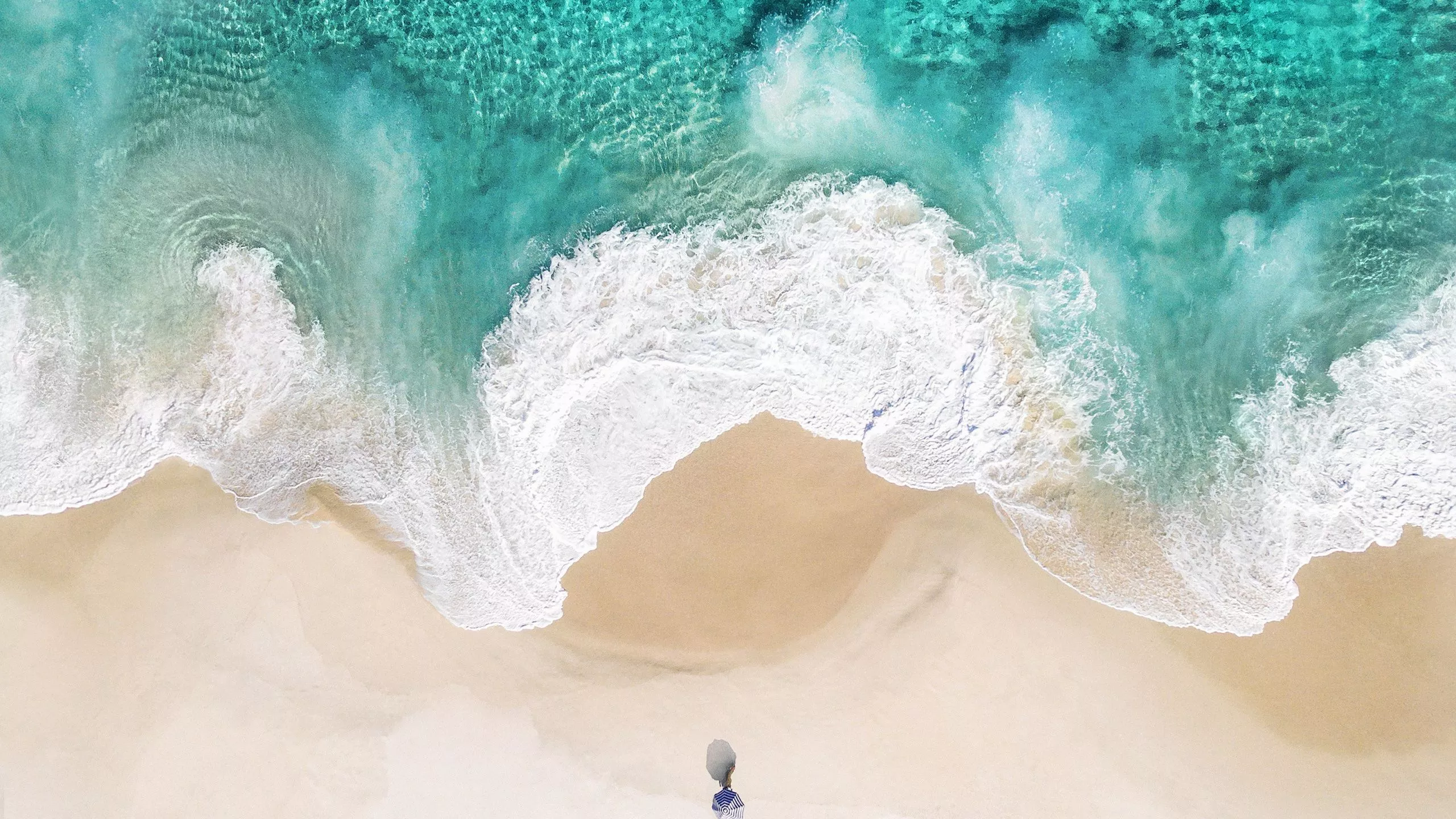 Beach Wallpaper 4K, iOS 10, Aerial view