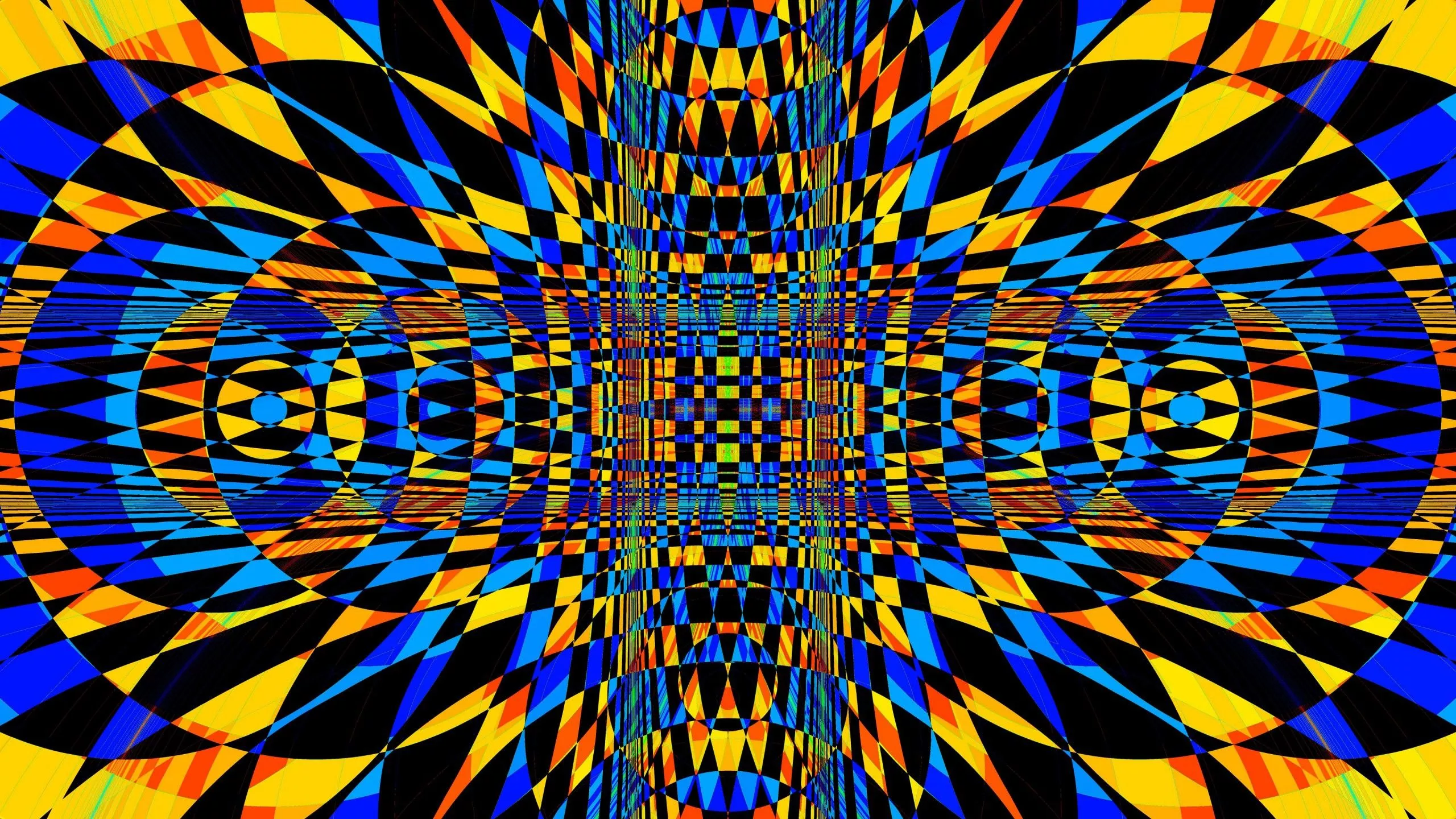 Blue Black Yellow Fractal Pattern