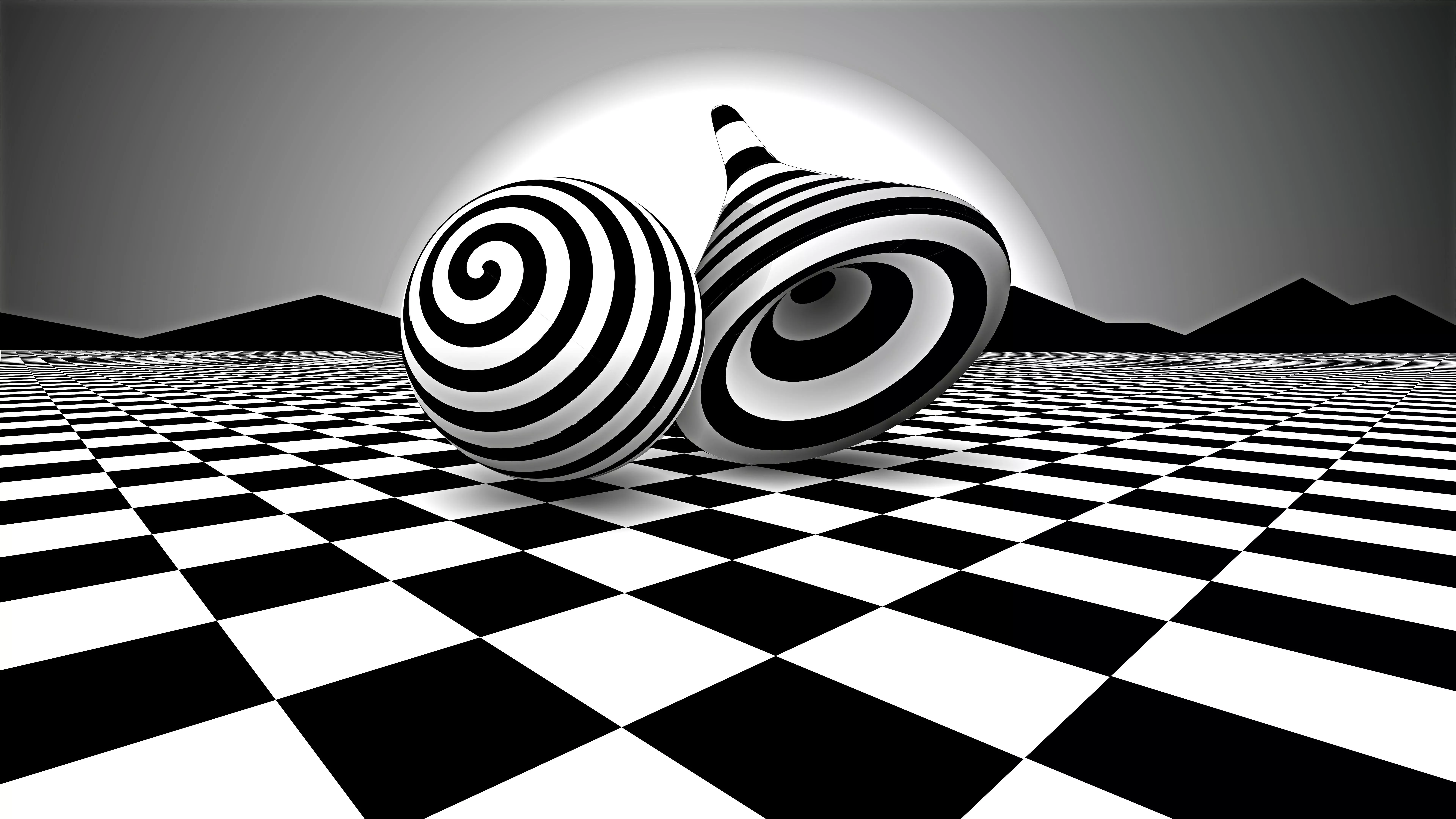 Black White Optical Illusion 4K 8K HD