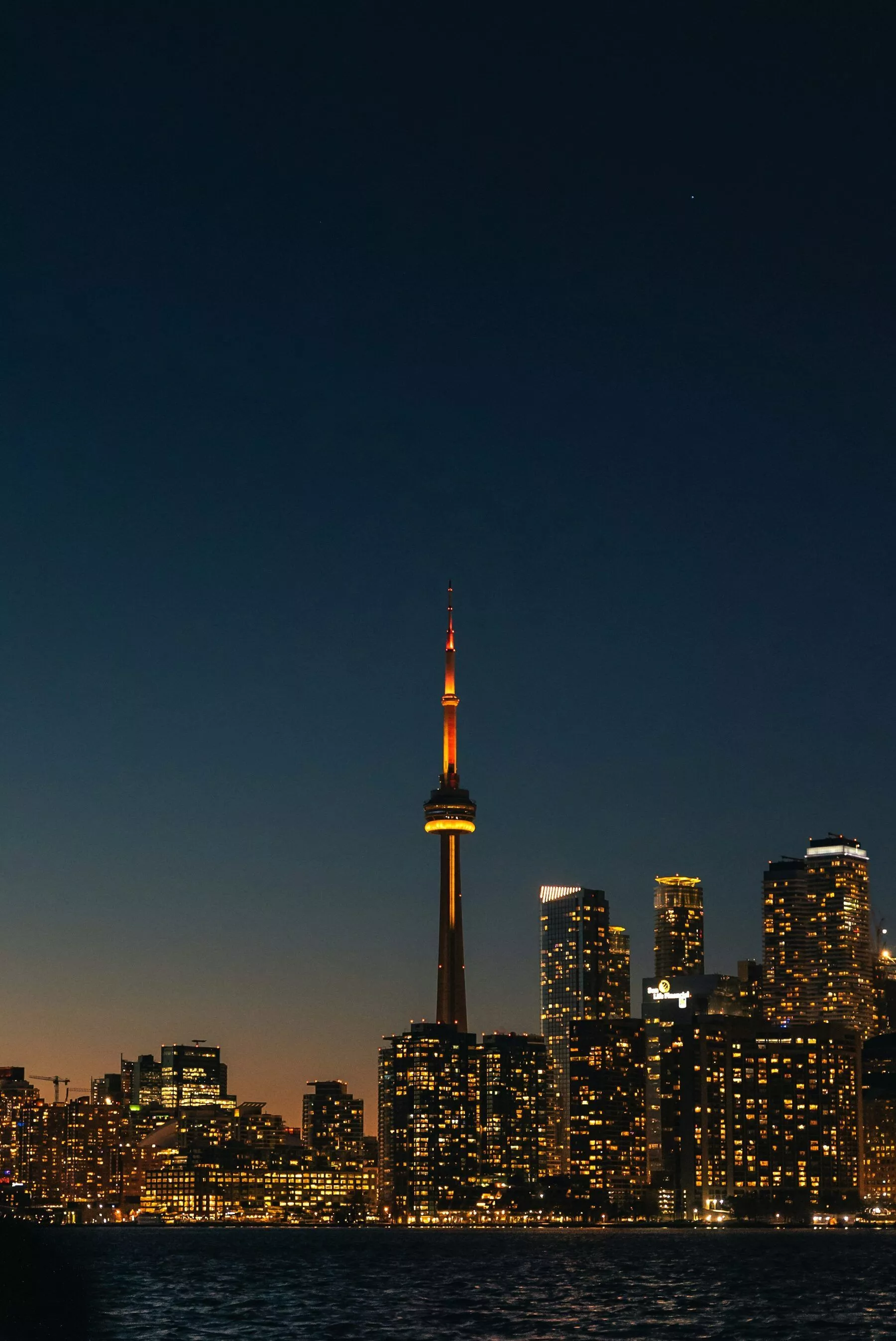 Toronto City Lake Ontario Canada CN Tower City Lights