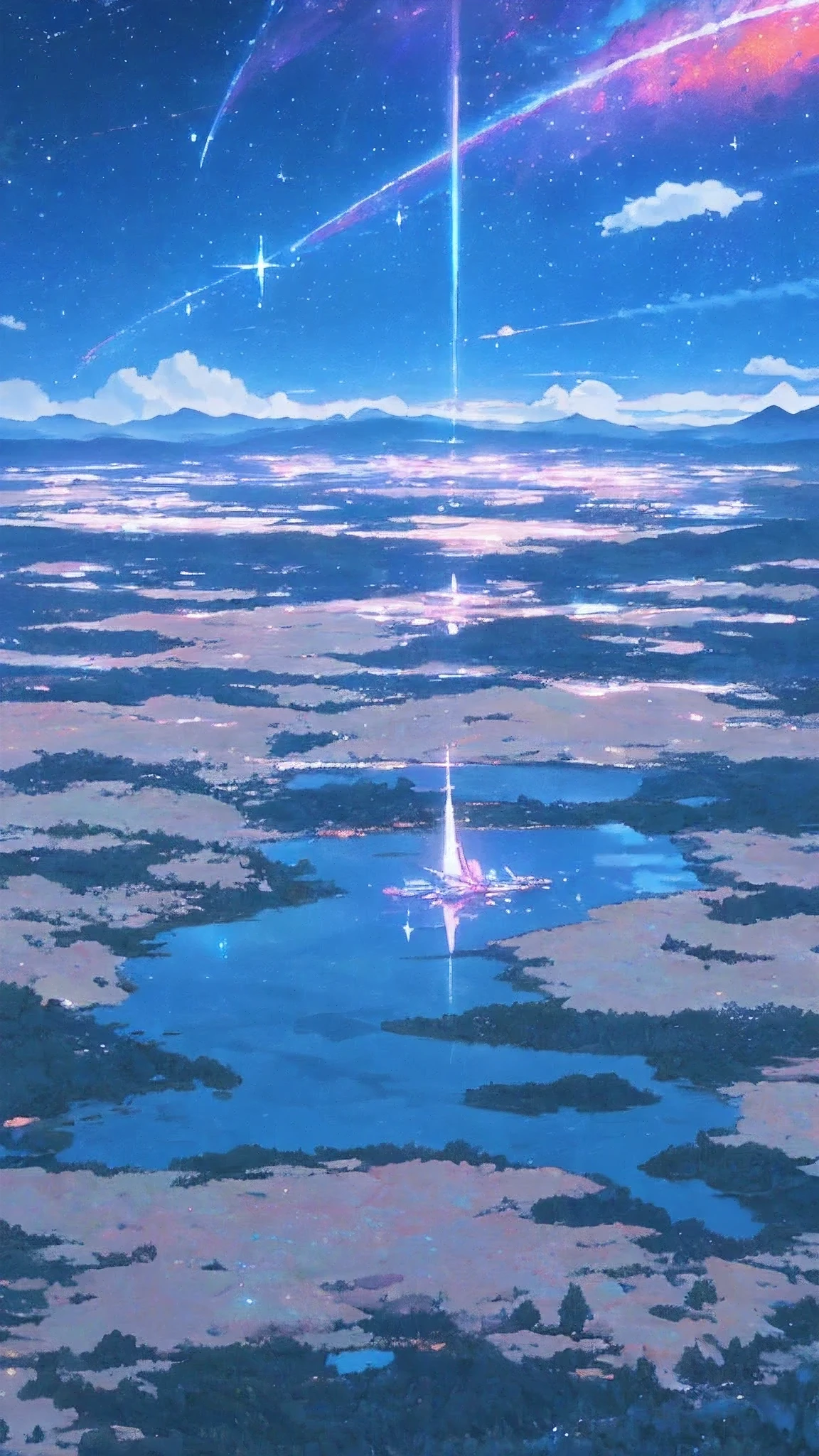 Anime anime wallpaper with a lake
