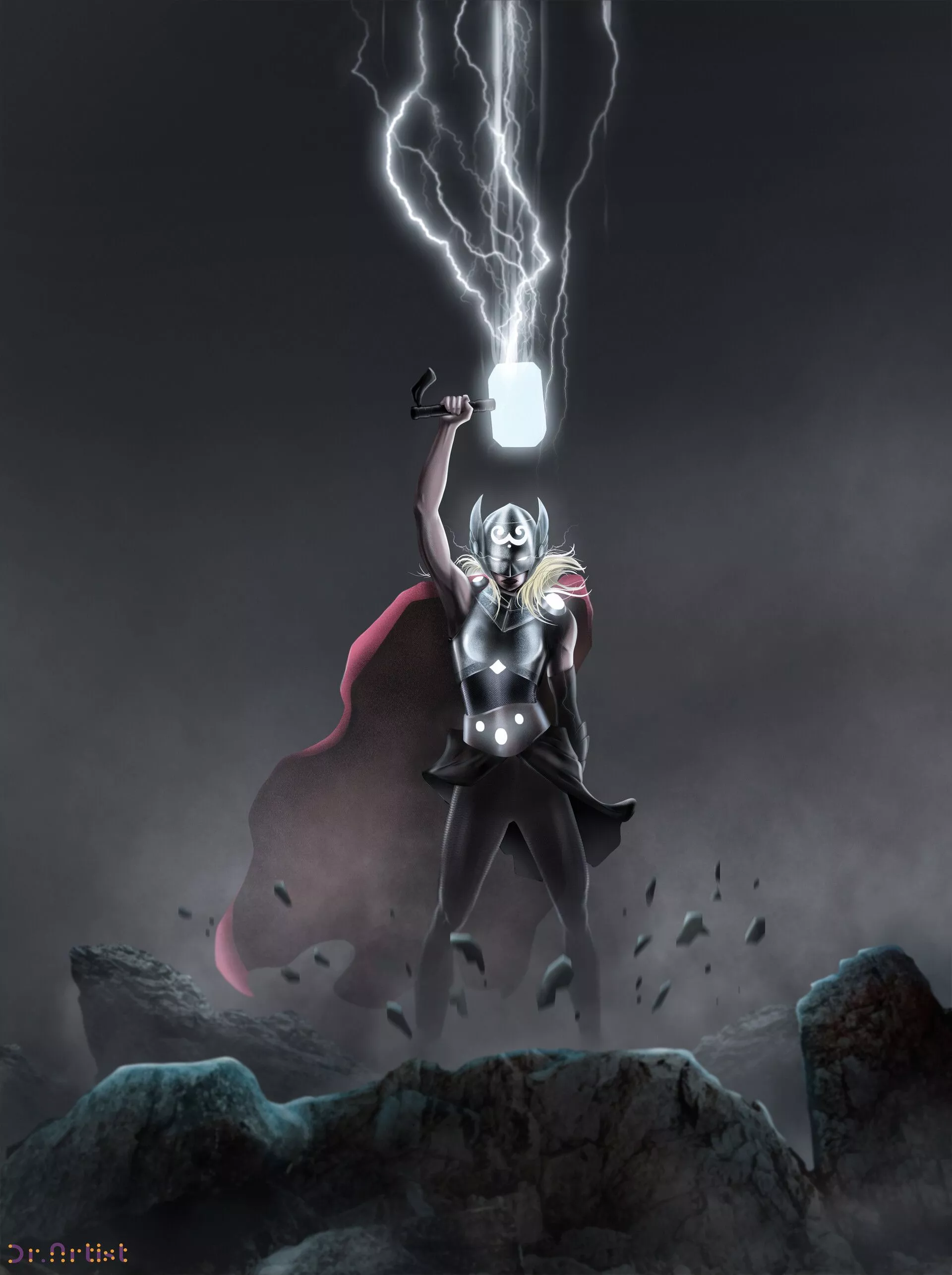 Jane Foster Lifting Mjolnir Art