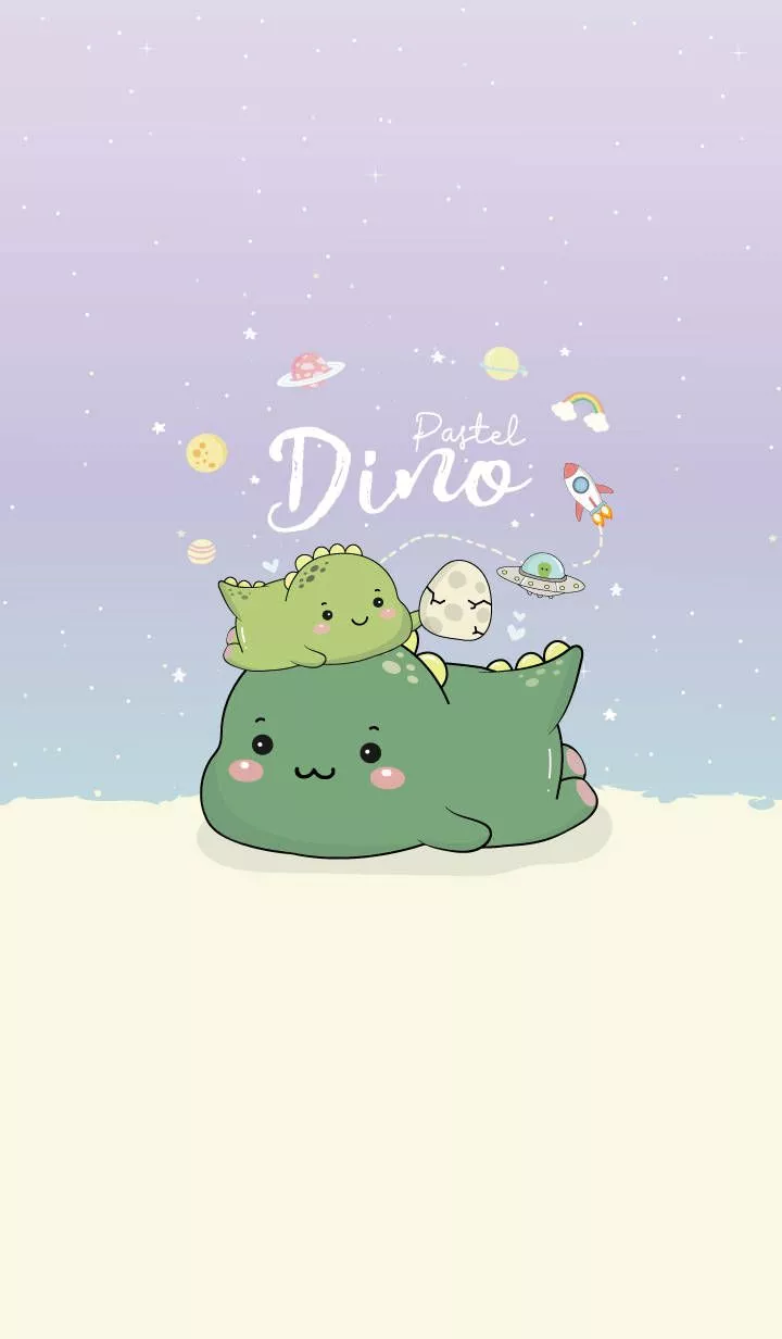 Two Green Dino Kawaii iPhone Wallpaper