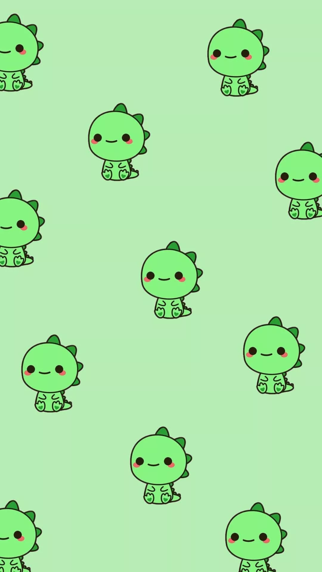 Green Dino Kawaii iPhone Wallpaper