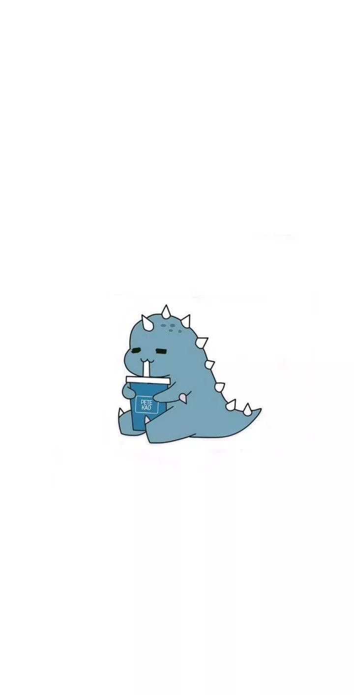 Blue Dino Kawaii iPhone Wallpaper