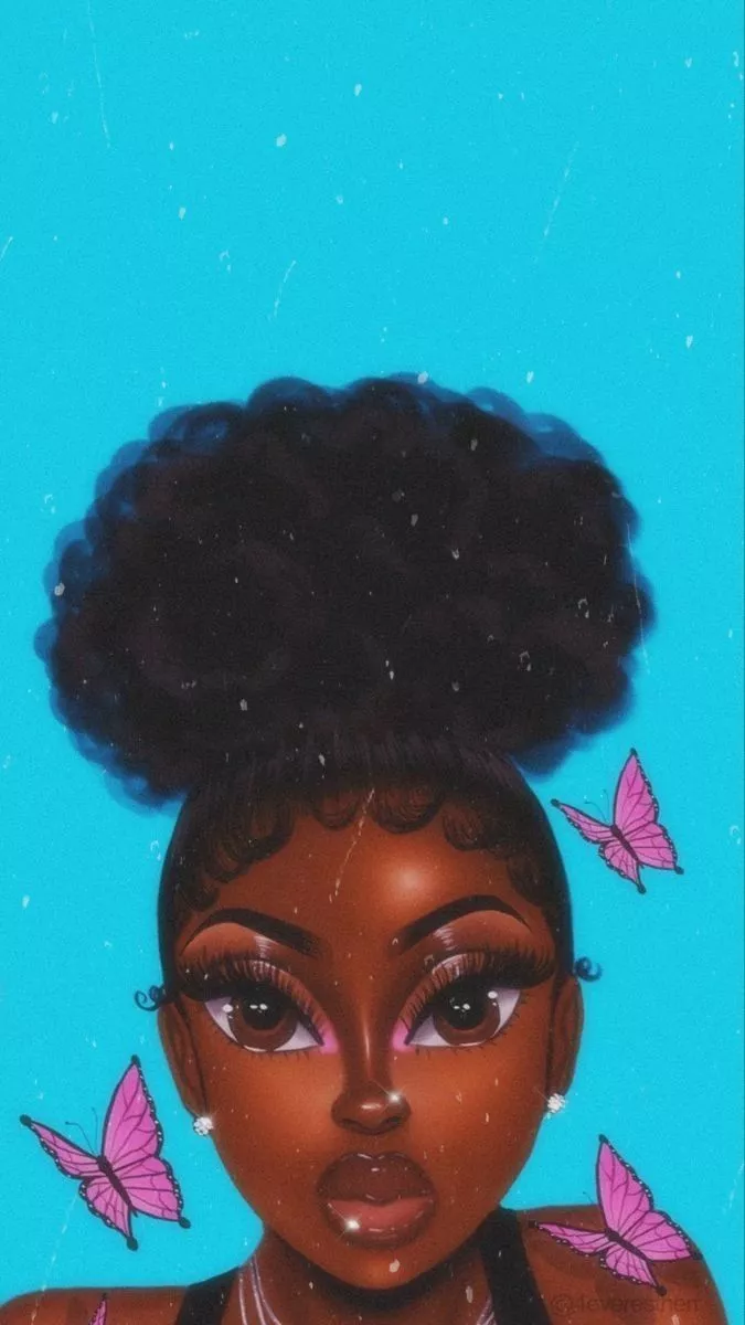 Black Girl Cartoon HD 4k iPhone Mobile