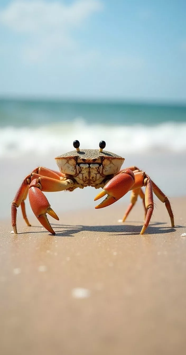 Crab on Deserted Island Beach. Stable