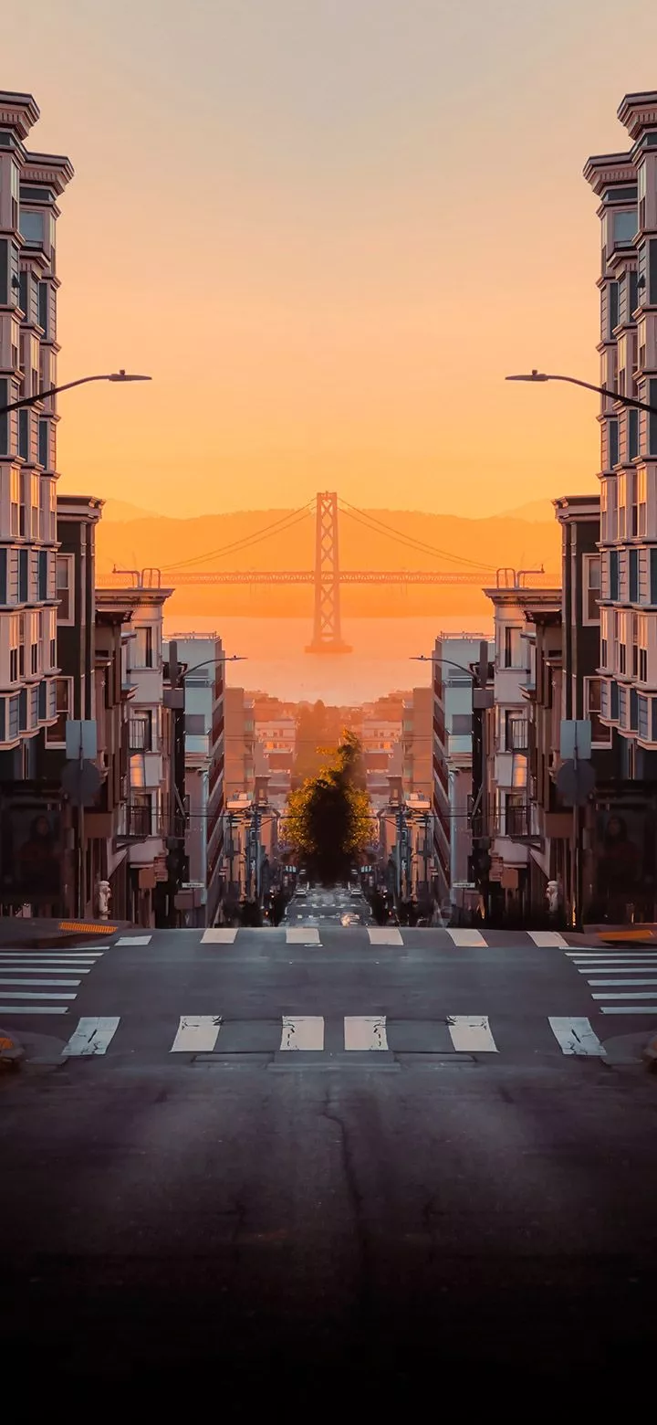 A Bridge And A City Street At Sunset 4K