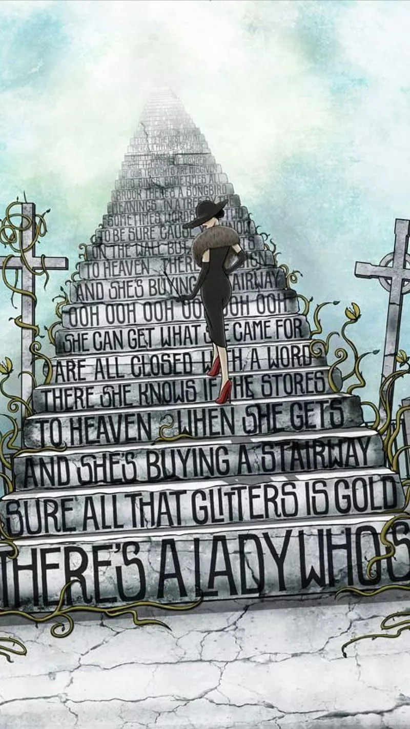 Stairway to heaven, cross, girl, led