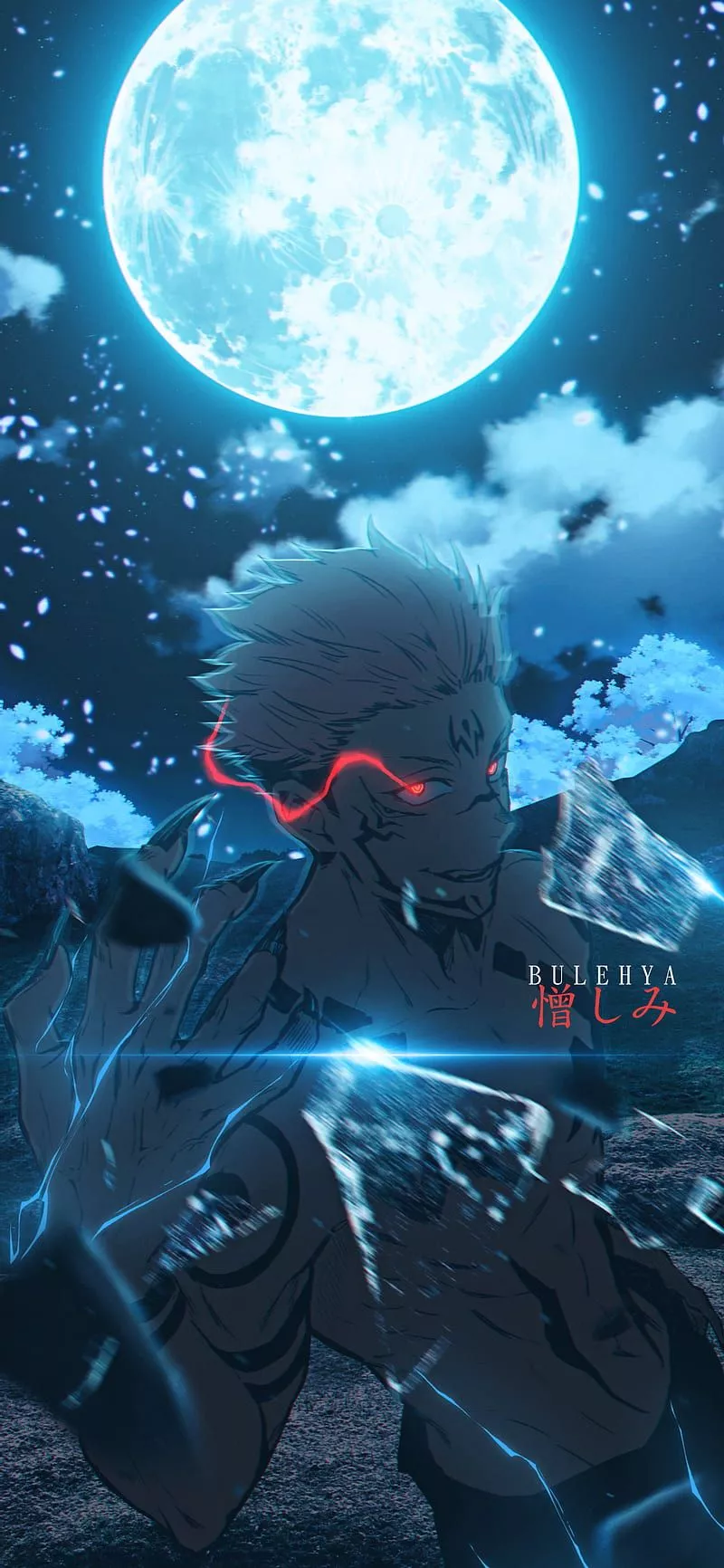 Ryomen Sukuna, blue, cloud, gojo