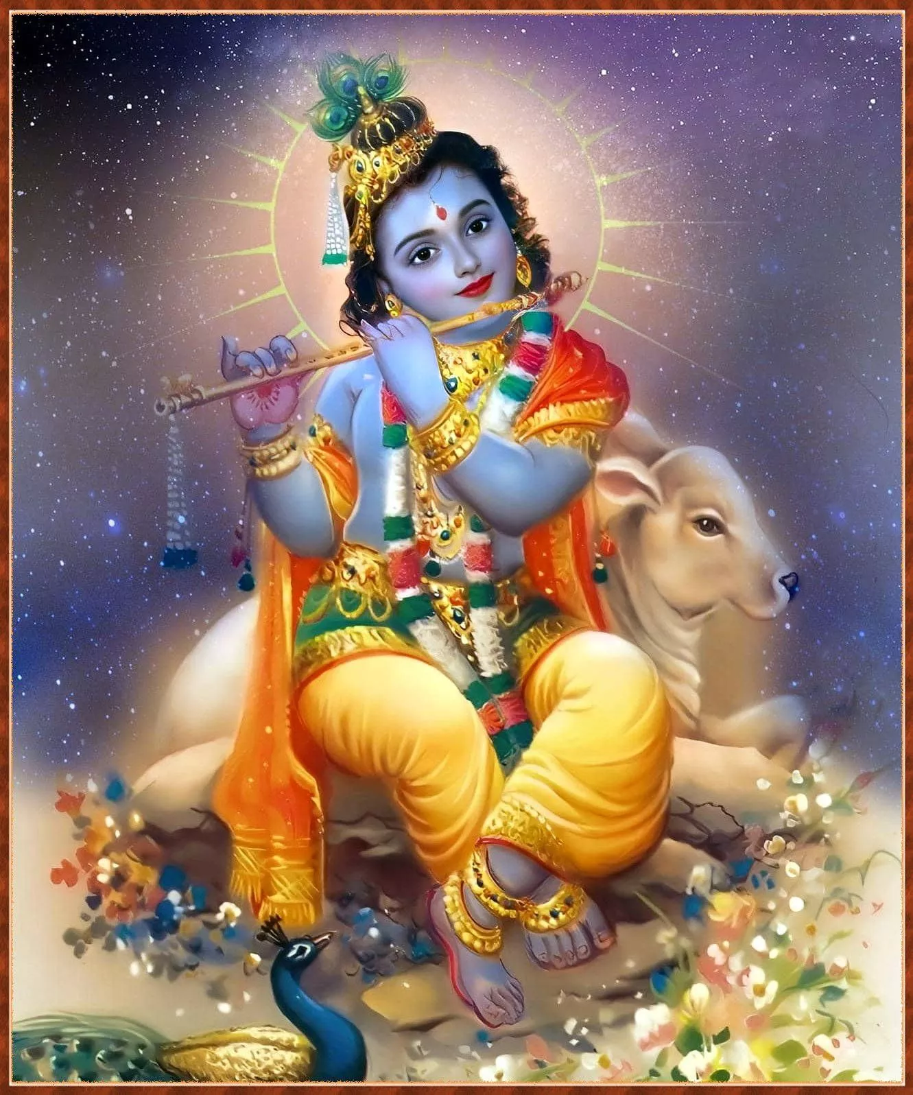 Young Lord Krishna 3D Wallpaper