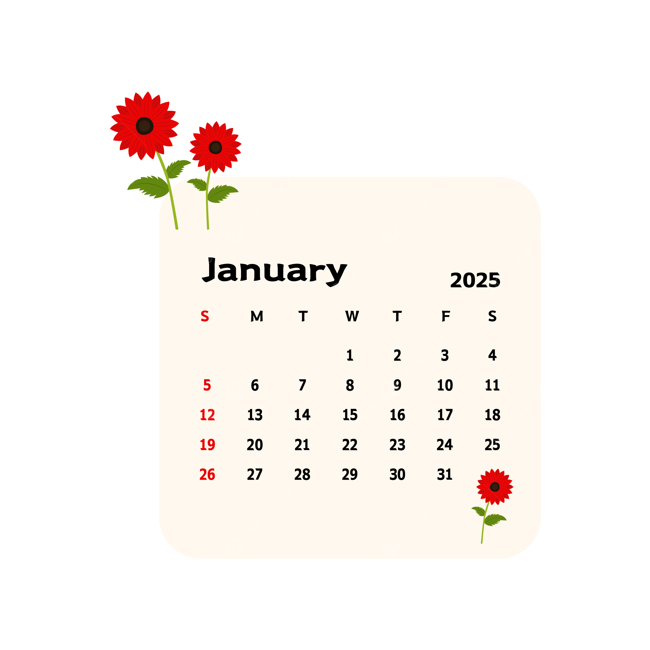 January 2025 PNG Transparent Image