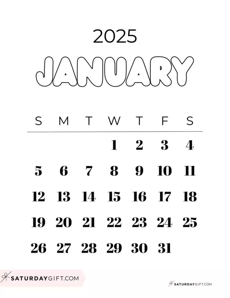 January 2025 Calendar Cute & FREE