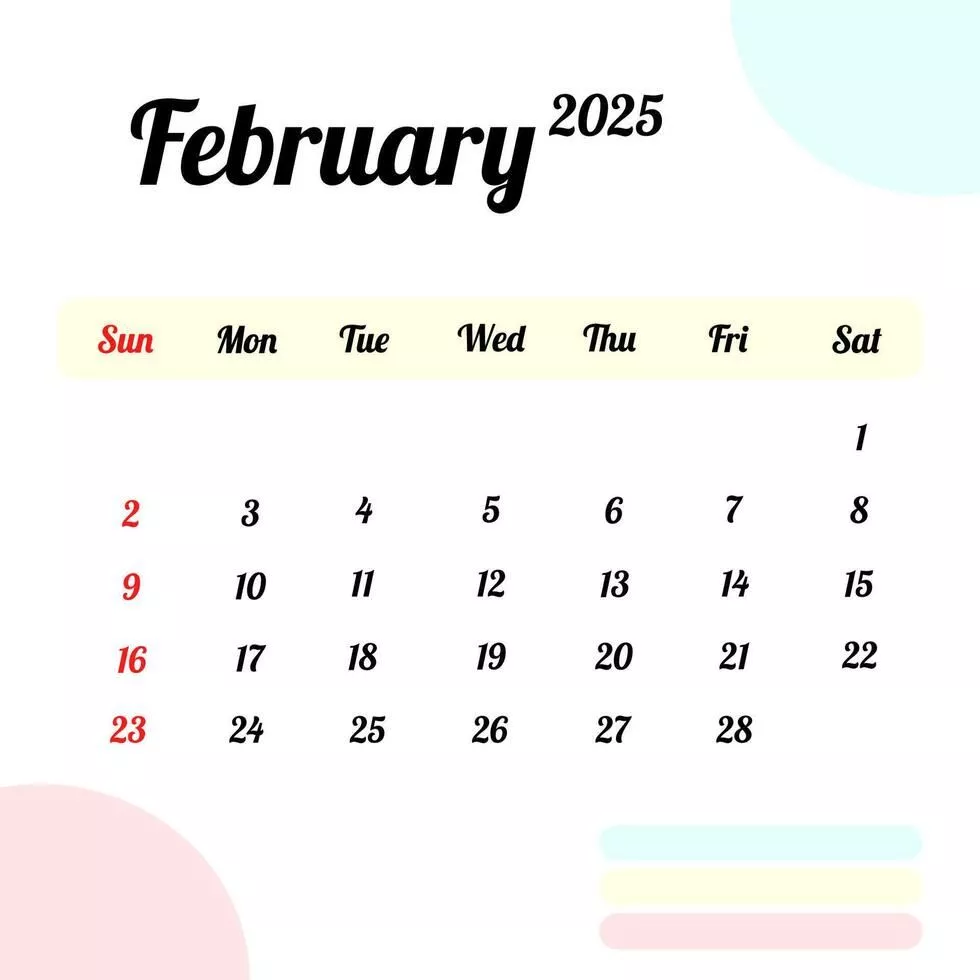 February 2025 Calendar Vector