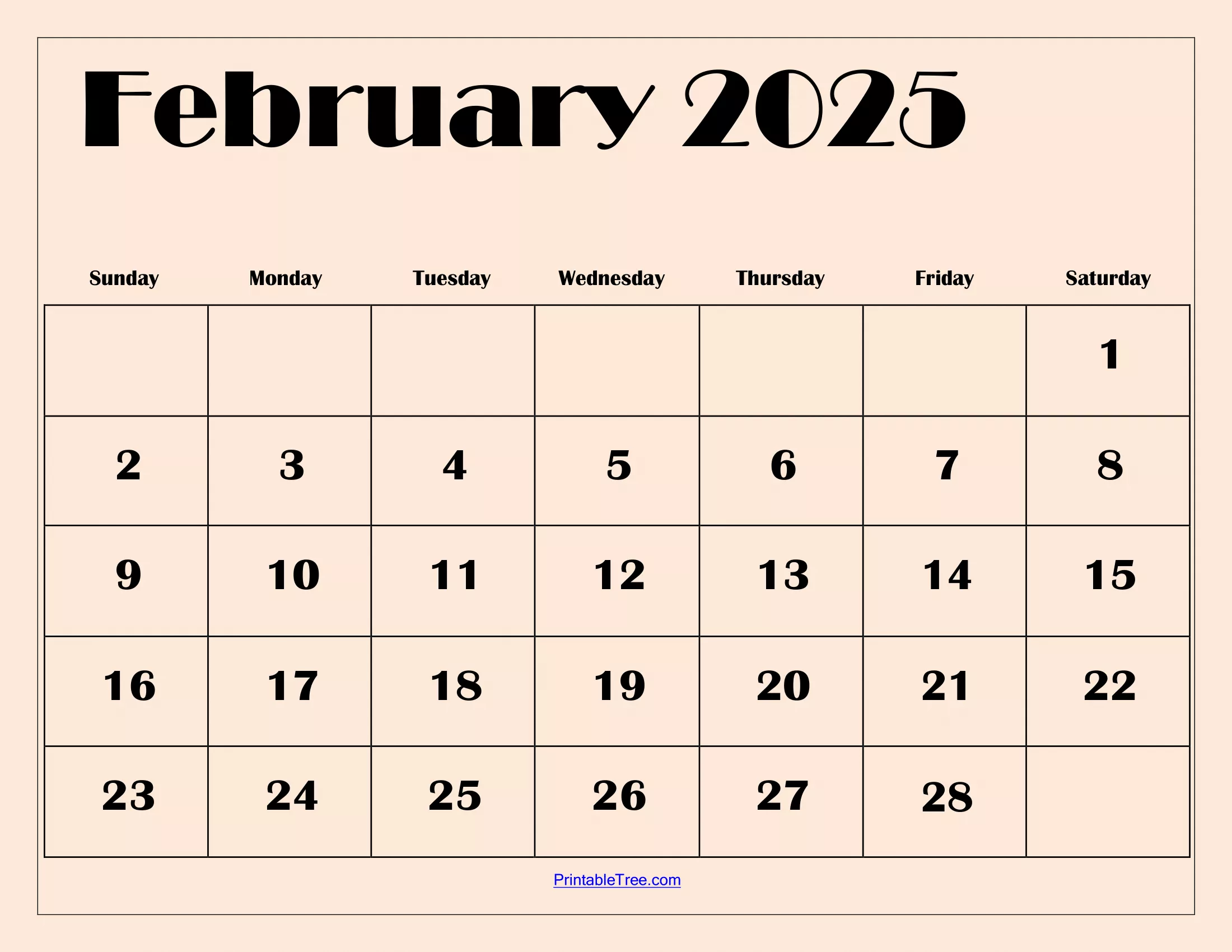 February 2025 Calendar Printable PDF