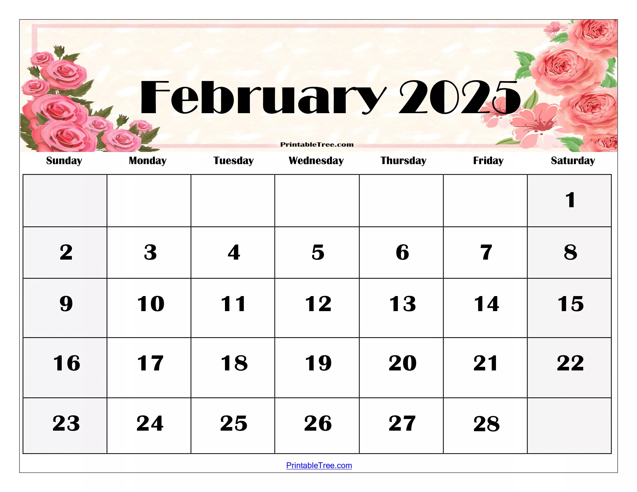 February 2025 Calendar Printable PDF