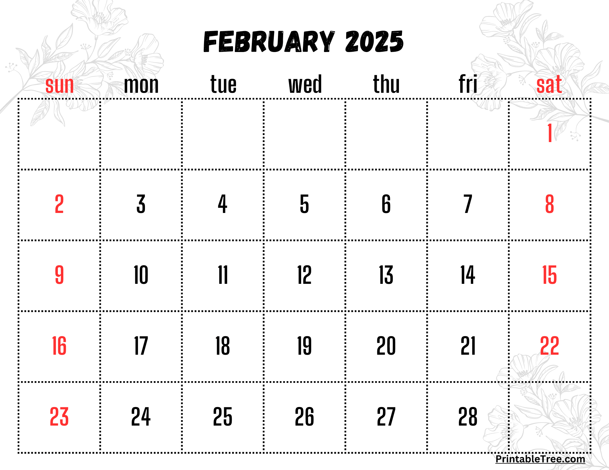 February 2025 Calendar Printable PDF