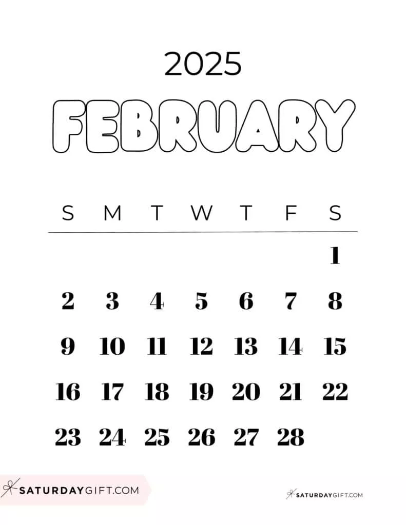 February 2025 Calendar Cute & FREE