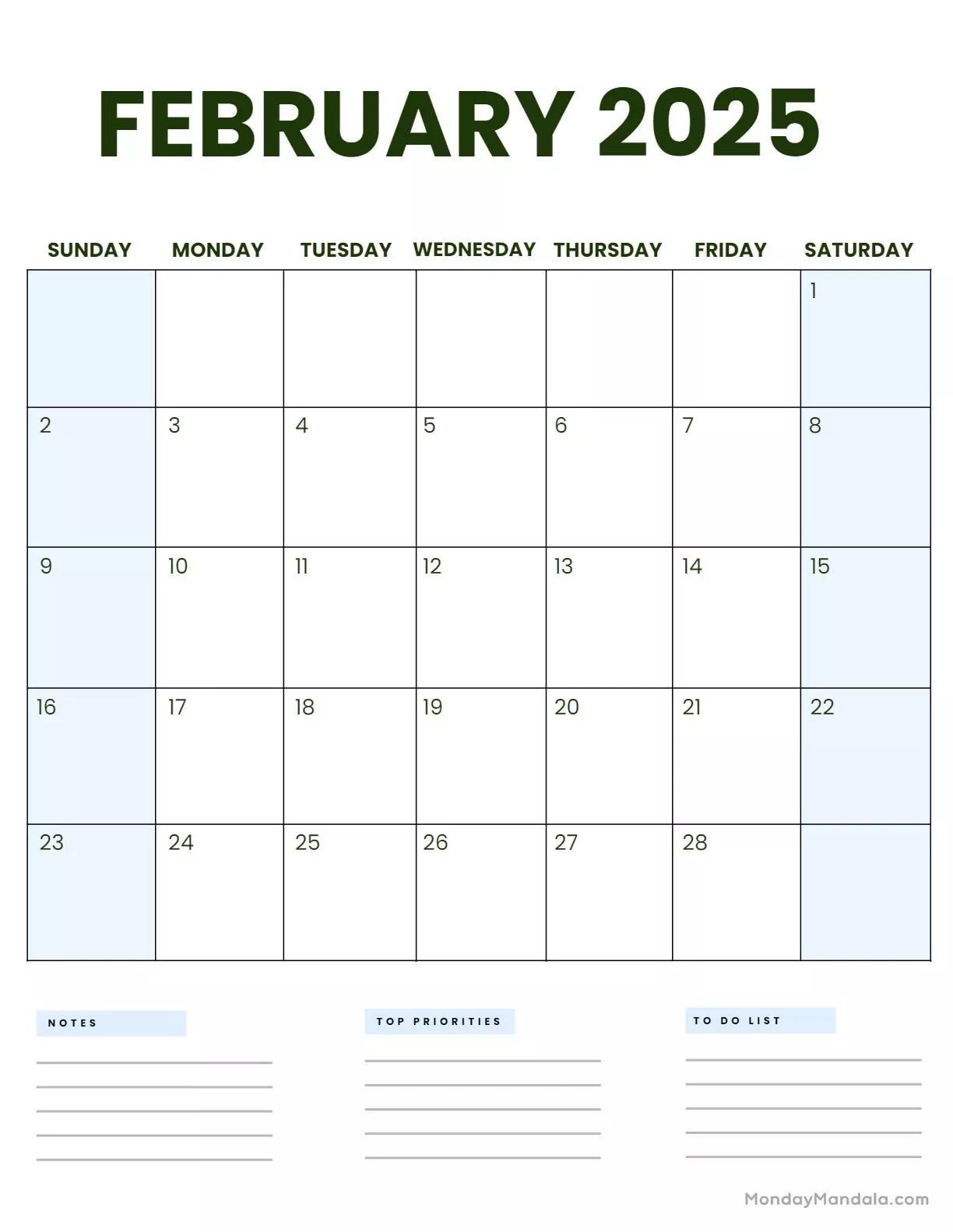 February 2025 Calendar 52 Free PDF