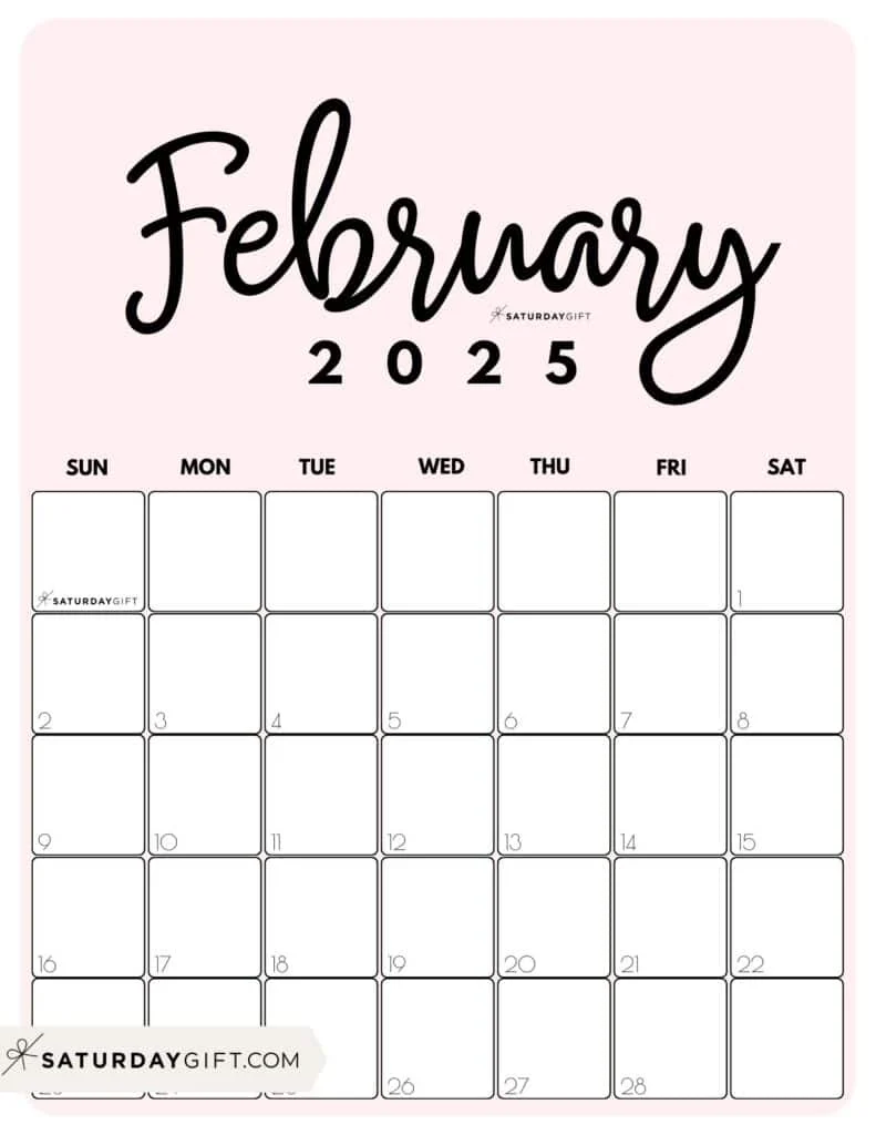 February 2025 Calendar Cute & FREE