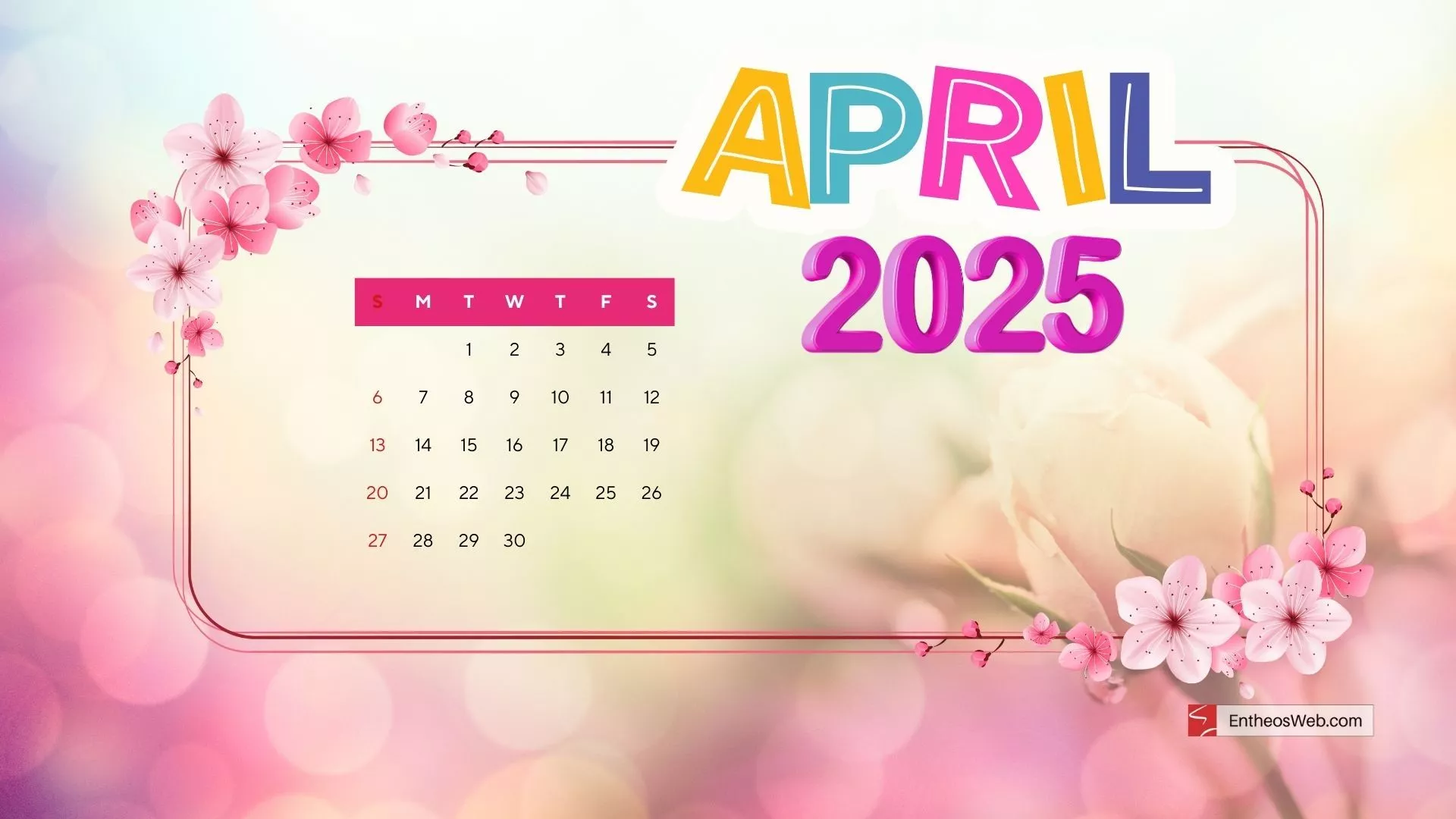 April 2025 Calendar Desktop Wallpaper