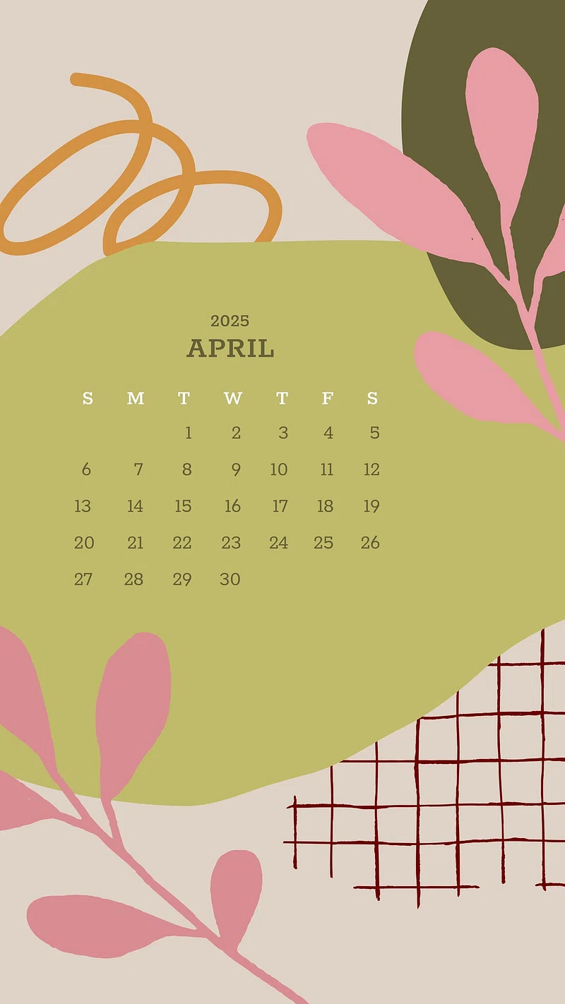 April Calendar Mobile Phone Wallpaper