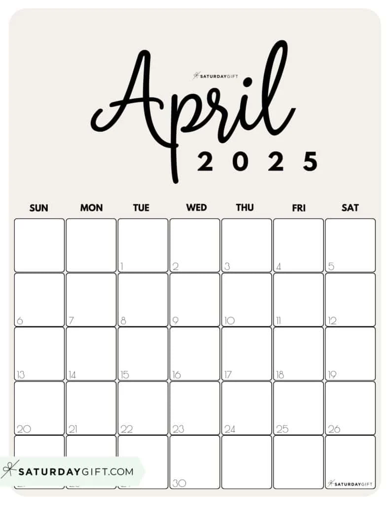 April 2025 Calendar Cute & FREE