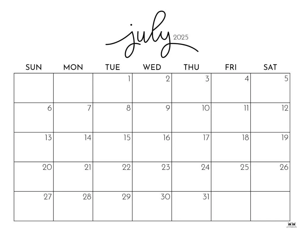 July 2025 Calendars FREE