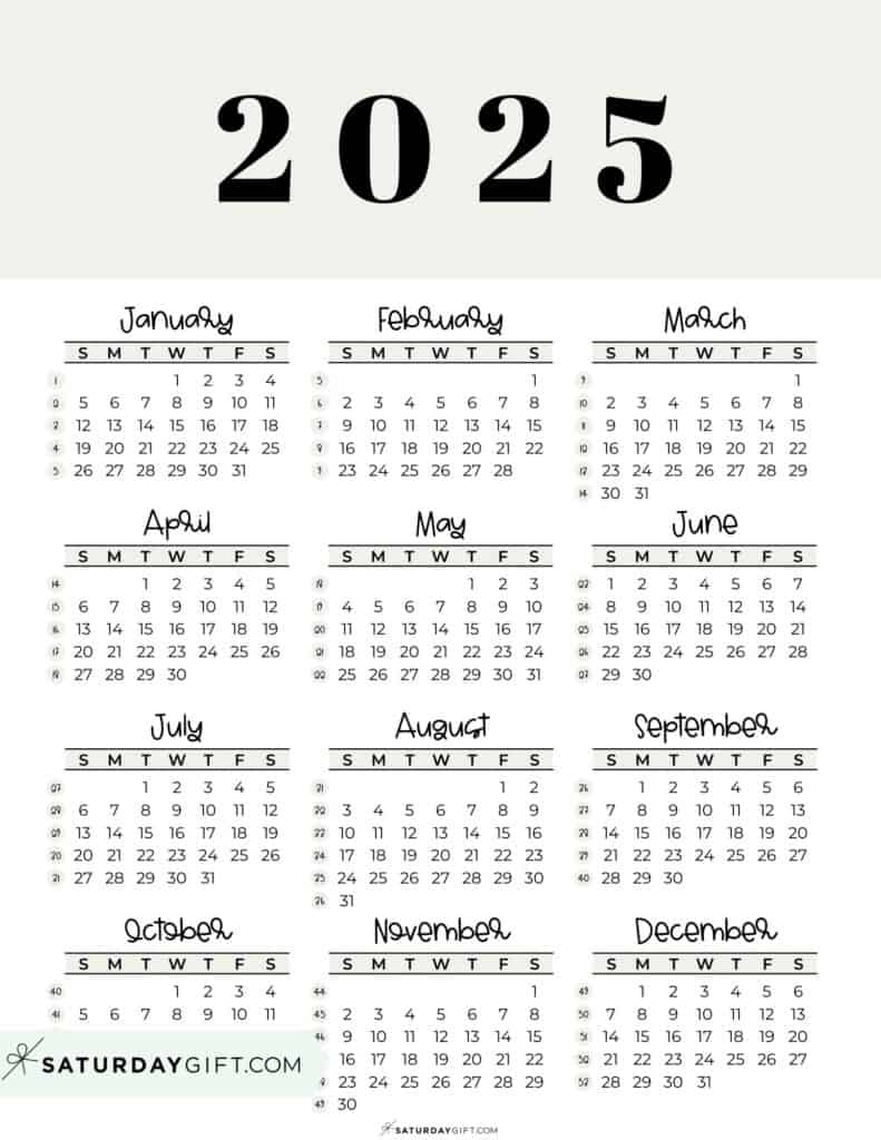 2025 Calendar Printable Cute