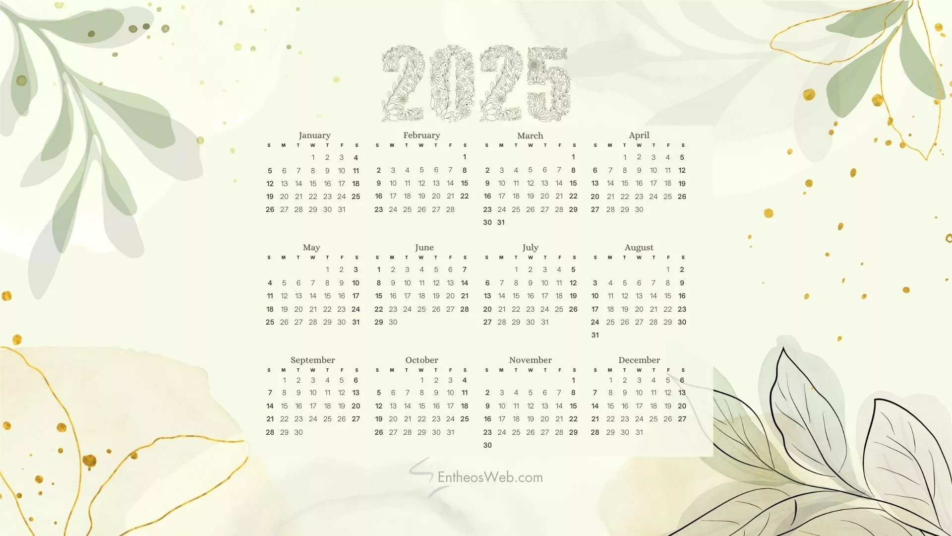 2025 Calendar Wallpaper & PDF