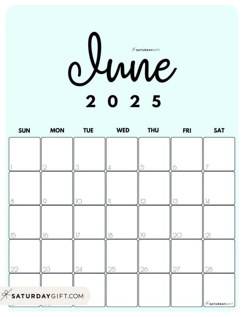 June 2025 Calendar Cute & FREE