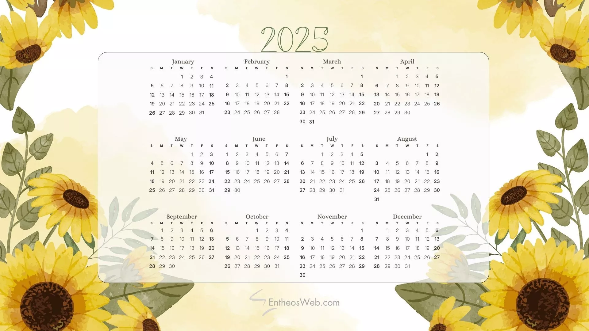 2025 Calendar Wallpaper & PDF