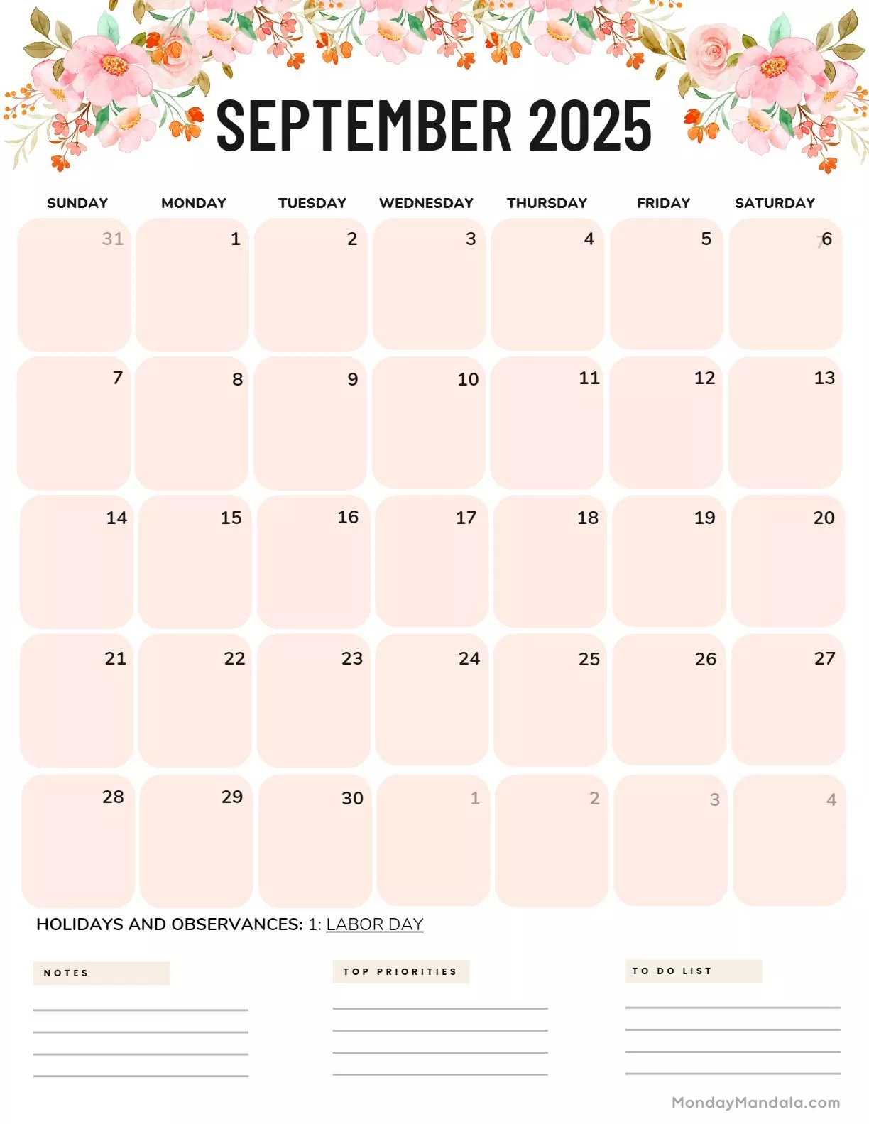 September 2025 Calendar 52 Free PDF