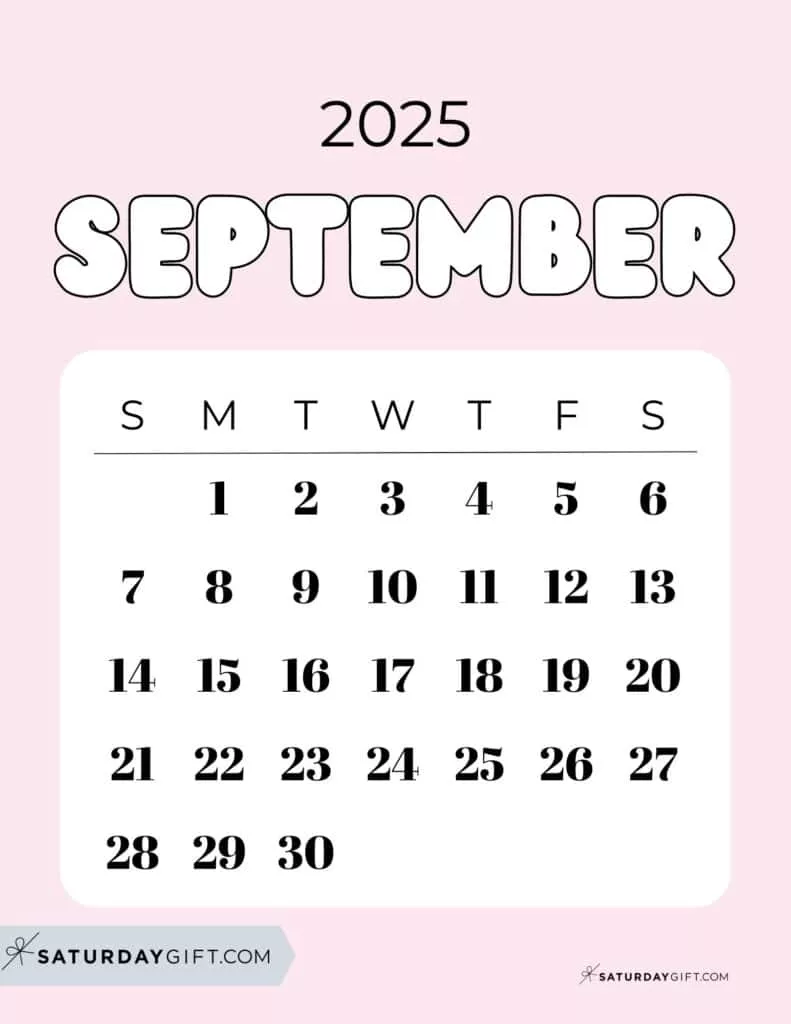 September 2025 Calendar Cute